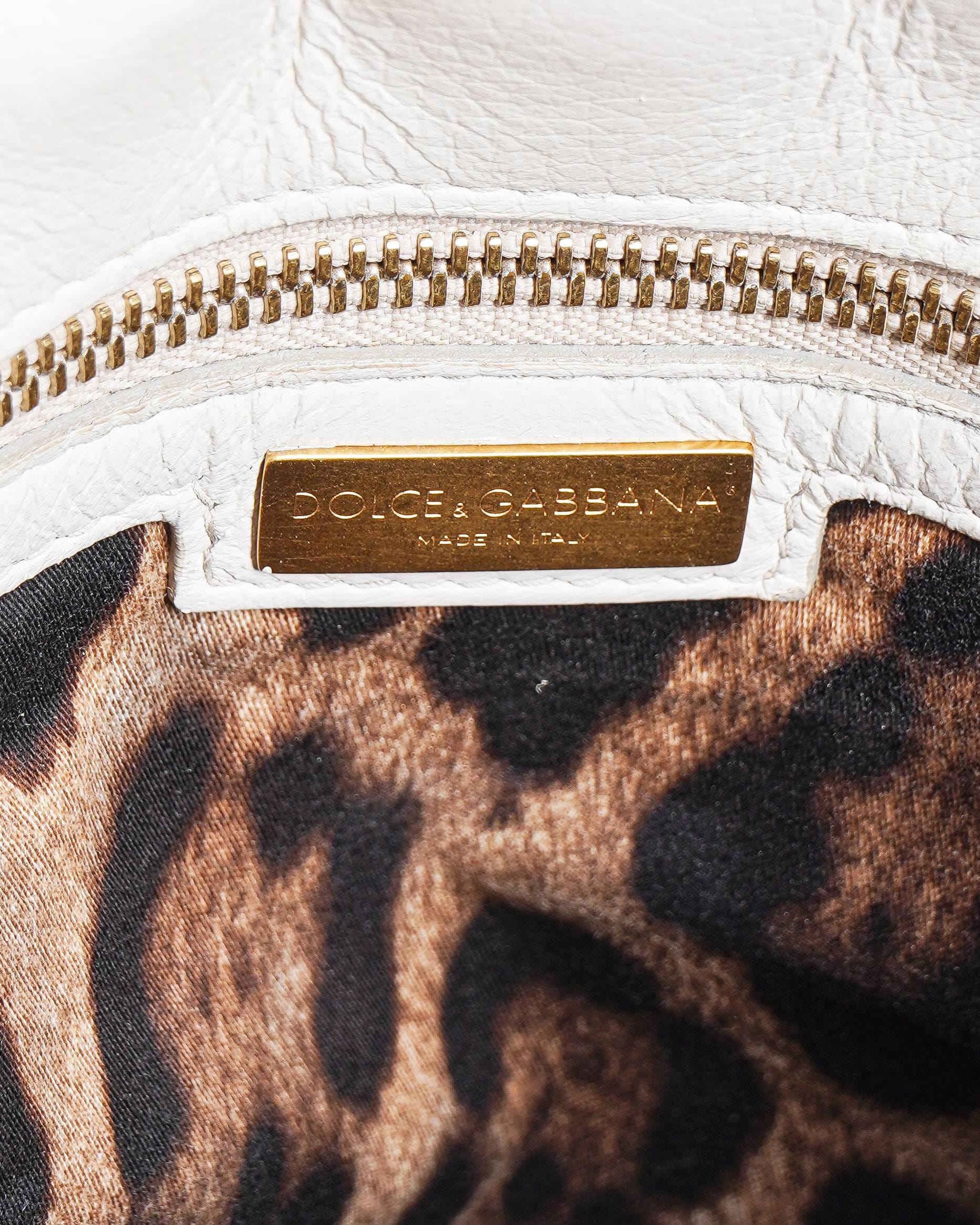 Dolce & Gabbana Limted Editiion My Sicily plongé calfskin shoulder bag in white