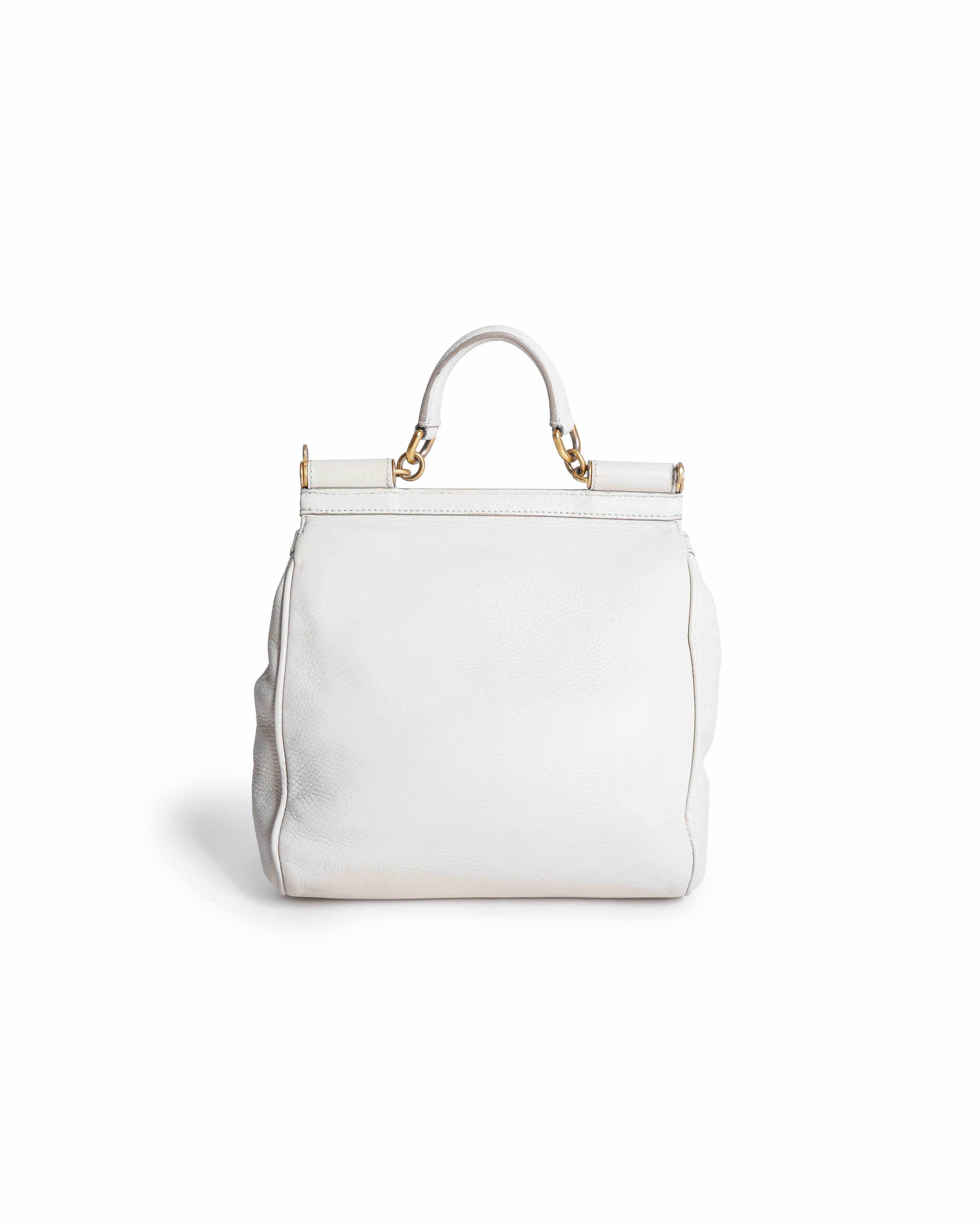 Dolce & Gabbana Limted Editiion My Sicily plongé calfskin shoulder bag in white