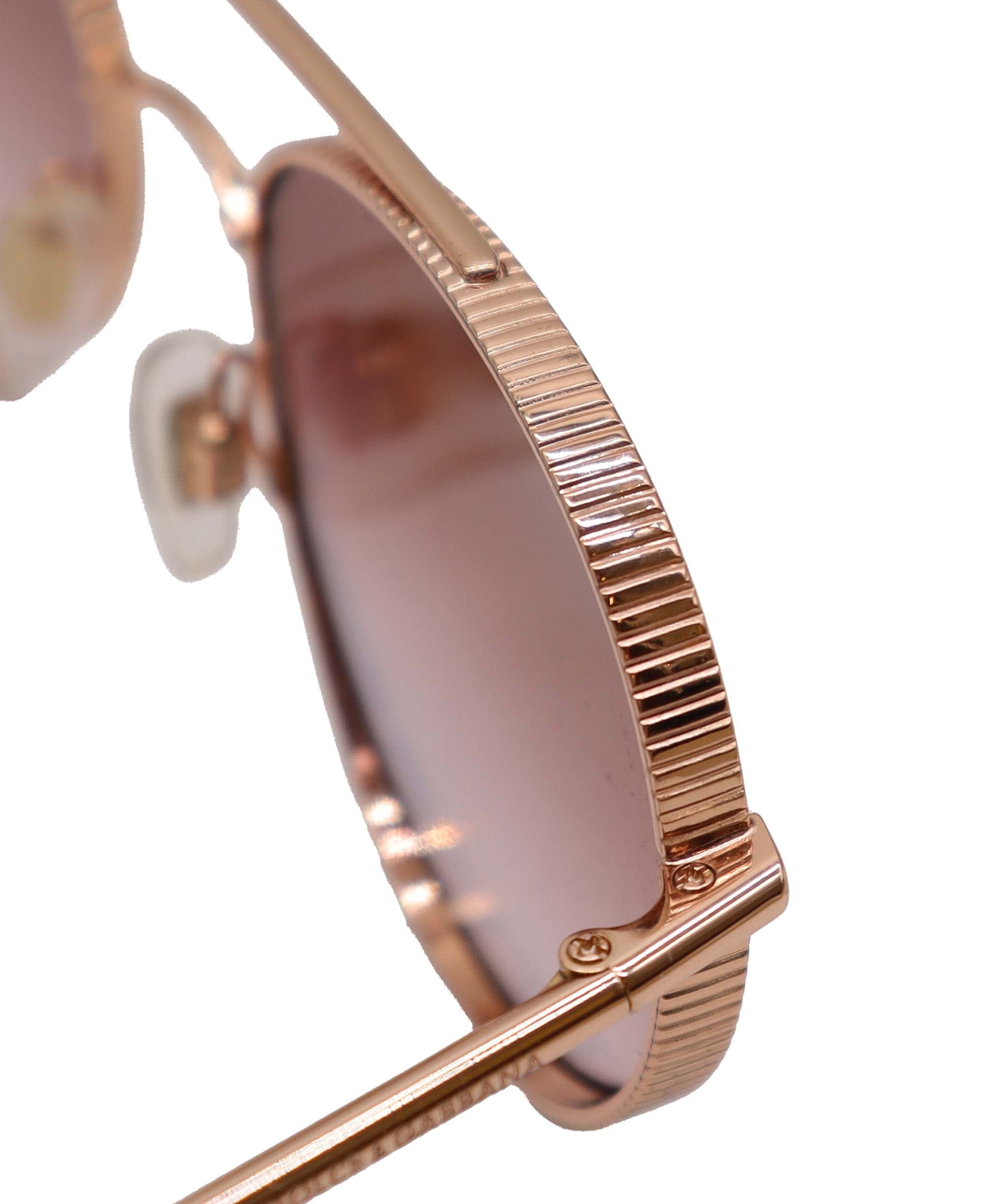 Dolce & Gabbana Round Mirrored Sunglasses Rose Gold