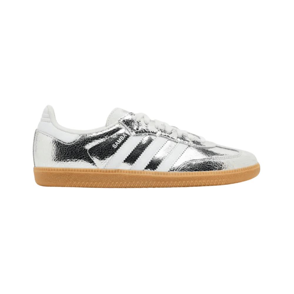 Off Kicks Samba OG Silver Metallic Cracked Leather