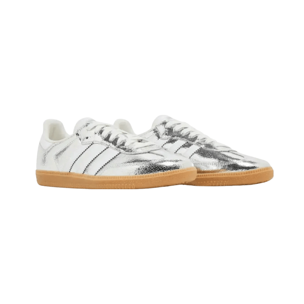 Off Kicks Samba OG Silver Metallic Cracked Leather