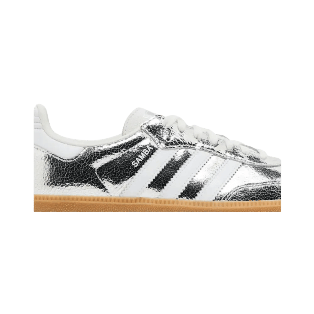 Off Kicks Samba OG Silver Metallic Cracked Leather