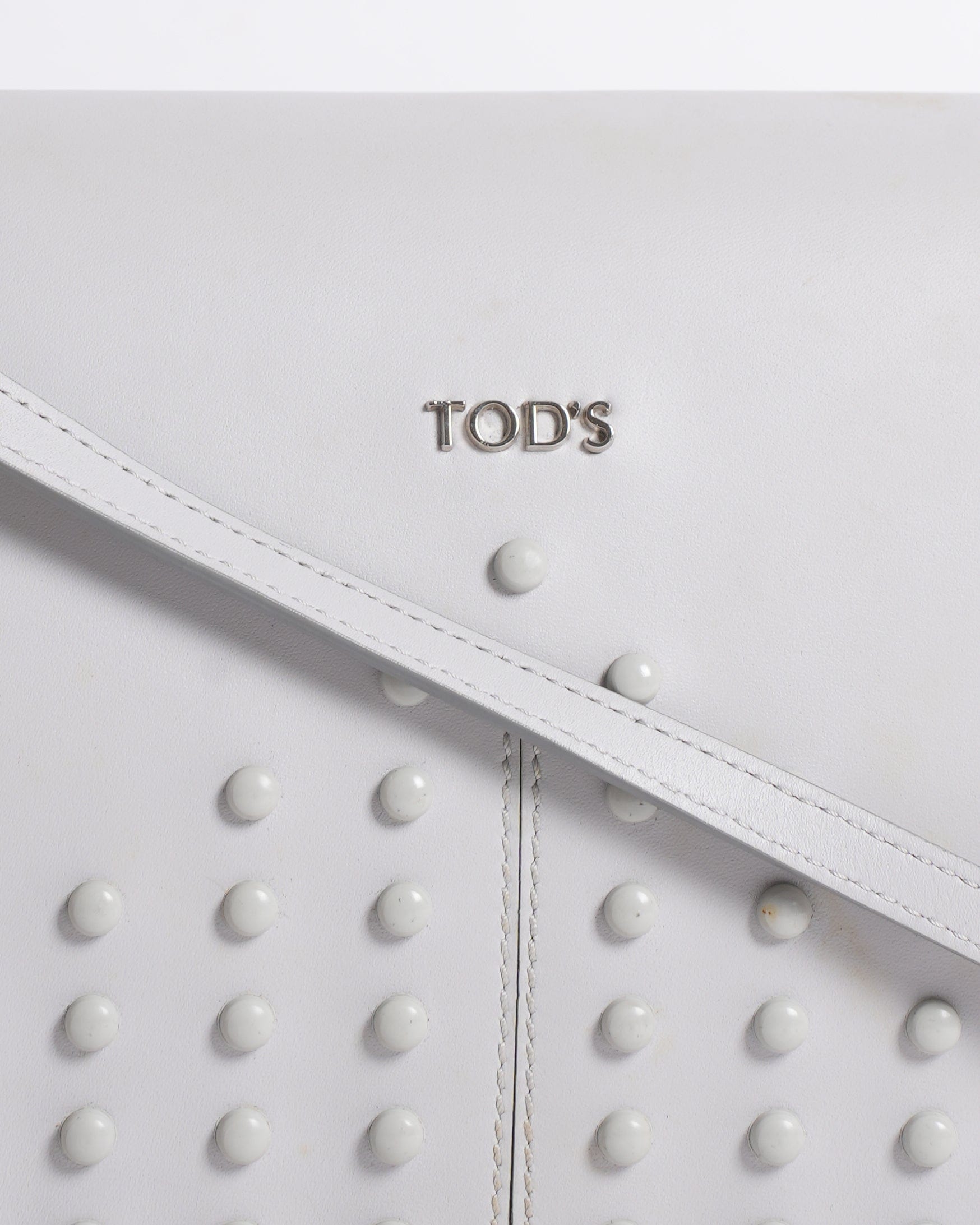 Tod’s Grey Studded Leather Crossbody Bag