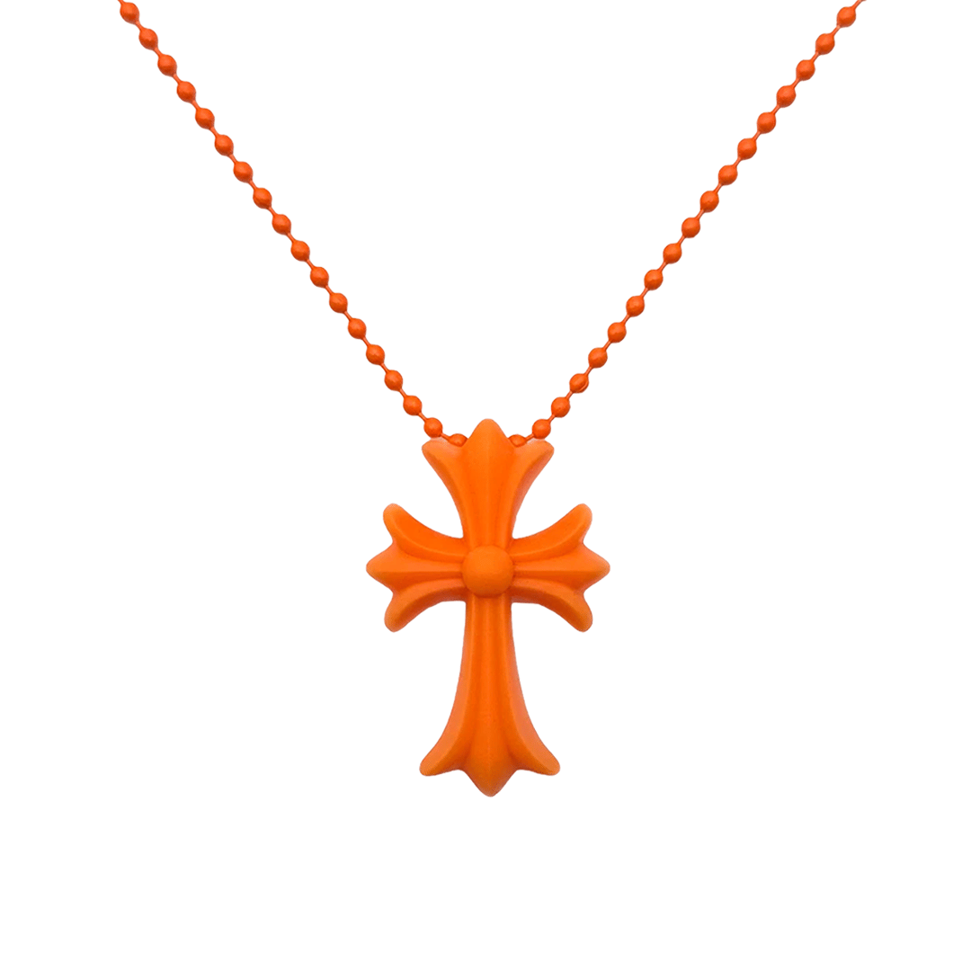 Chrome Hearts Silichrome Cross Necklace Orange