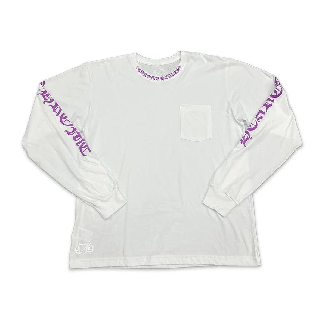 Chrome Hearts Neck Logo Long Sleeve T - Shirt White Purple