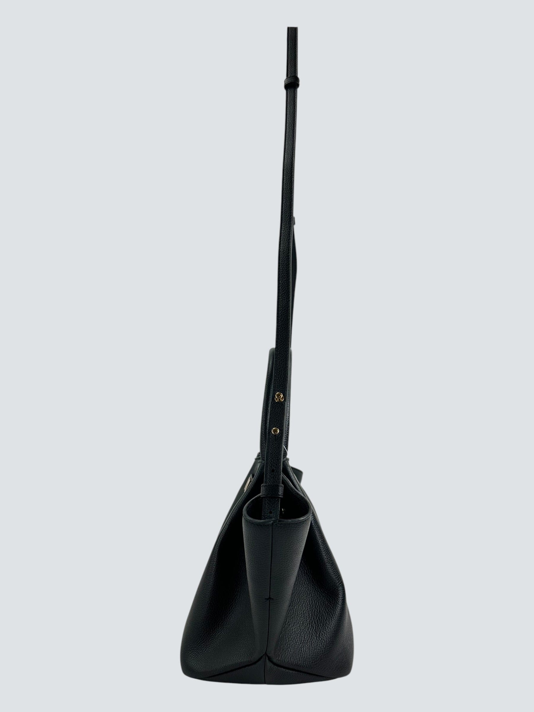 Demellier Black Leather New York Midi Tote Handbag