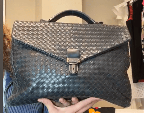 Bottega Veneta Nappa Intrecciato Briefcase Business Bag Black Leather