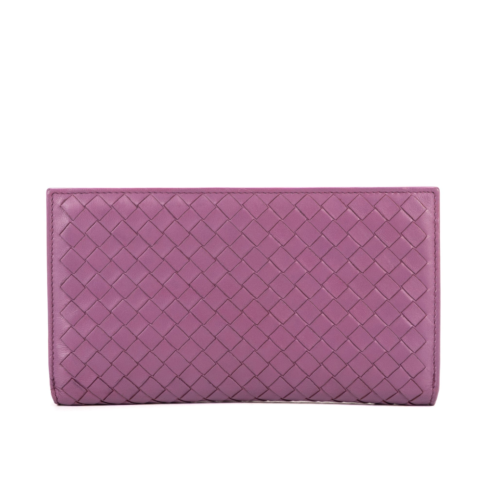Bottega Veneta Purple Calf Leather Intrecciato Wallet OAG8564