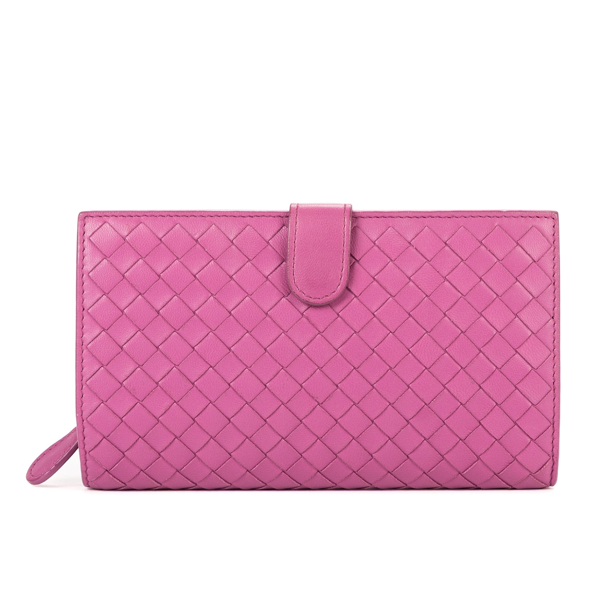Bottega Veneta Purple Calf Leather Intrecciato Wallet OAG8553