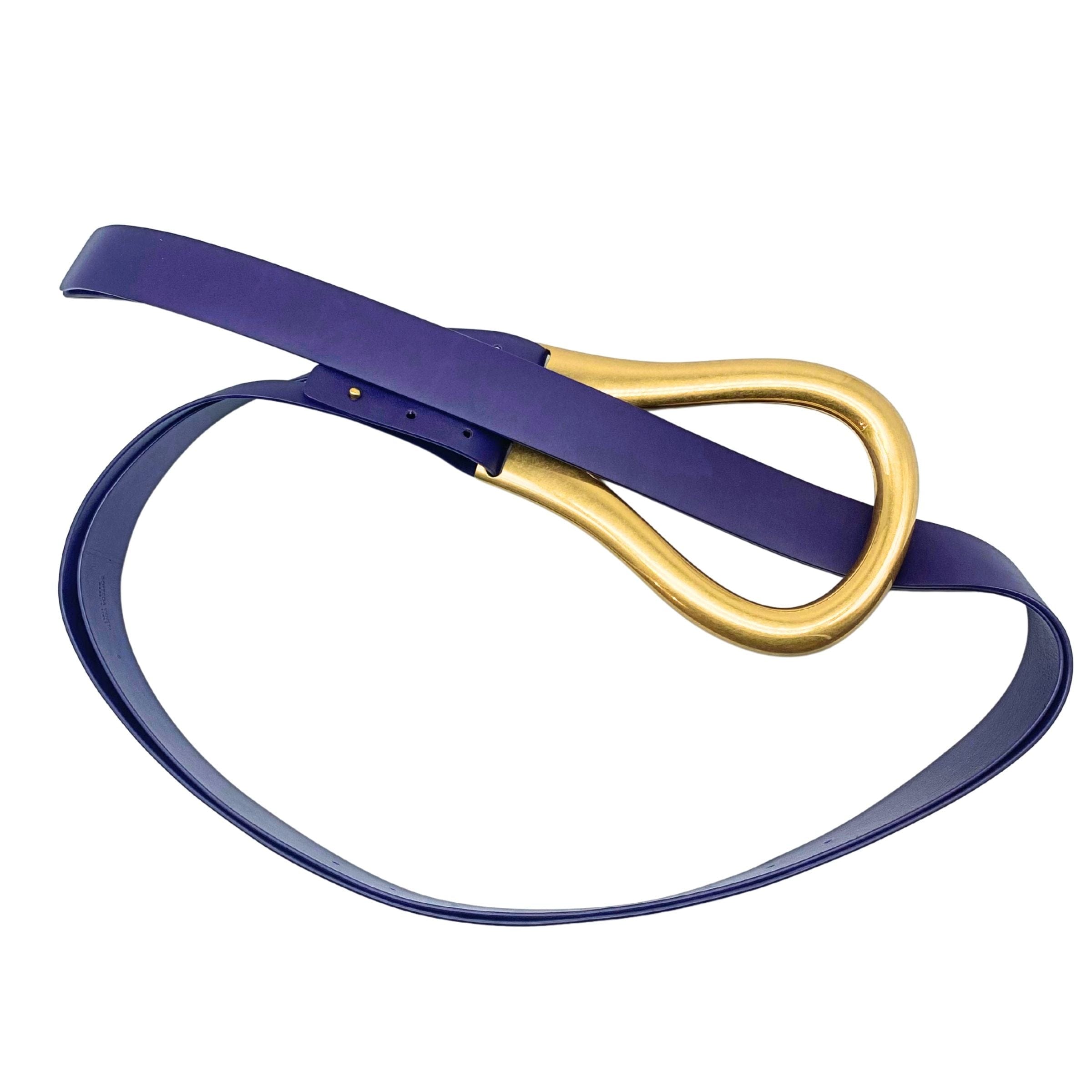Bottega Veneta Purple and Gold Large Buckle Belt