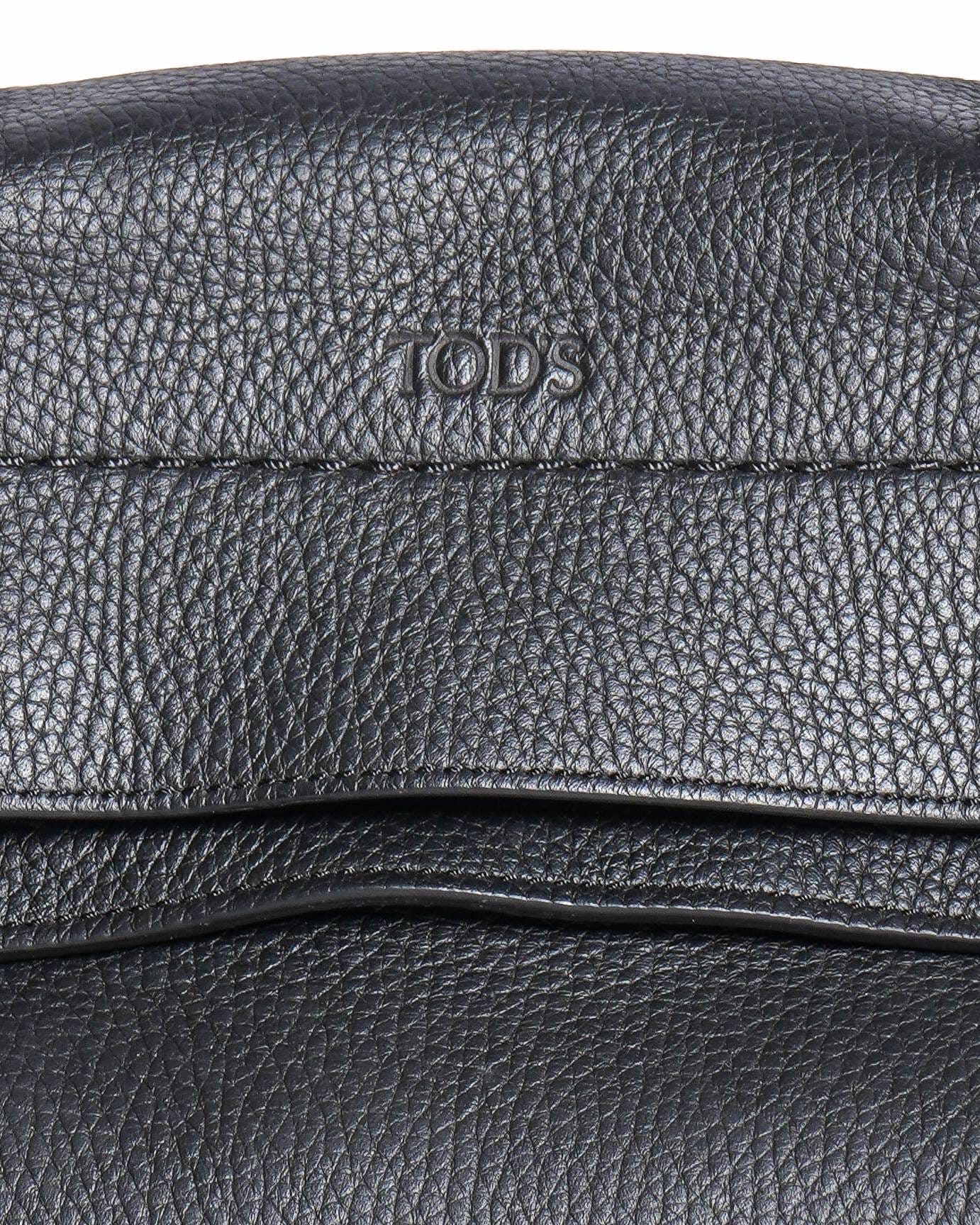 Tod's Wave Small Black Pebbled Leather Handbag