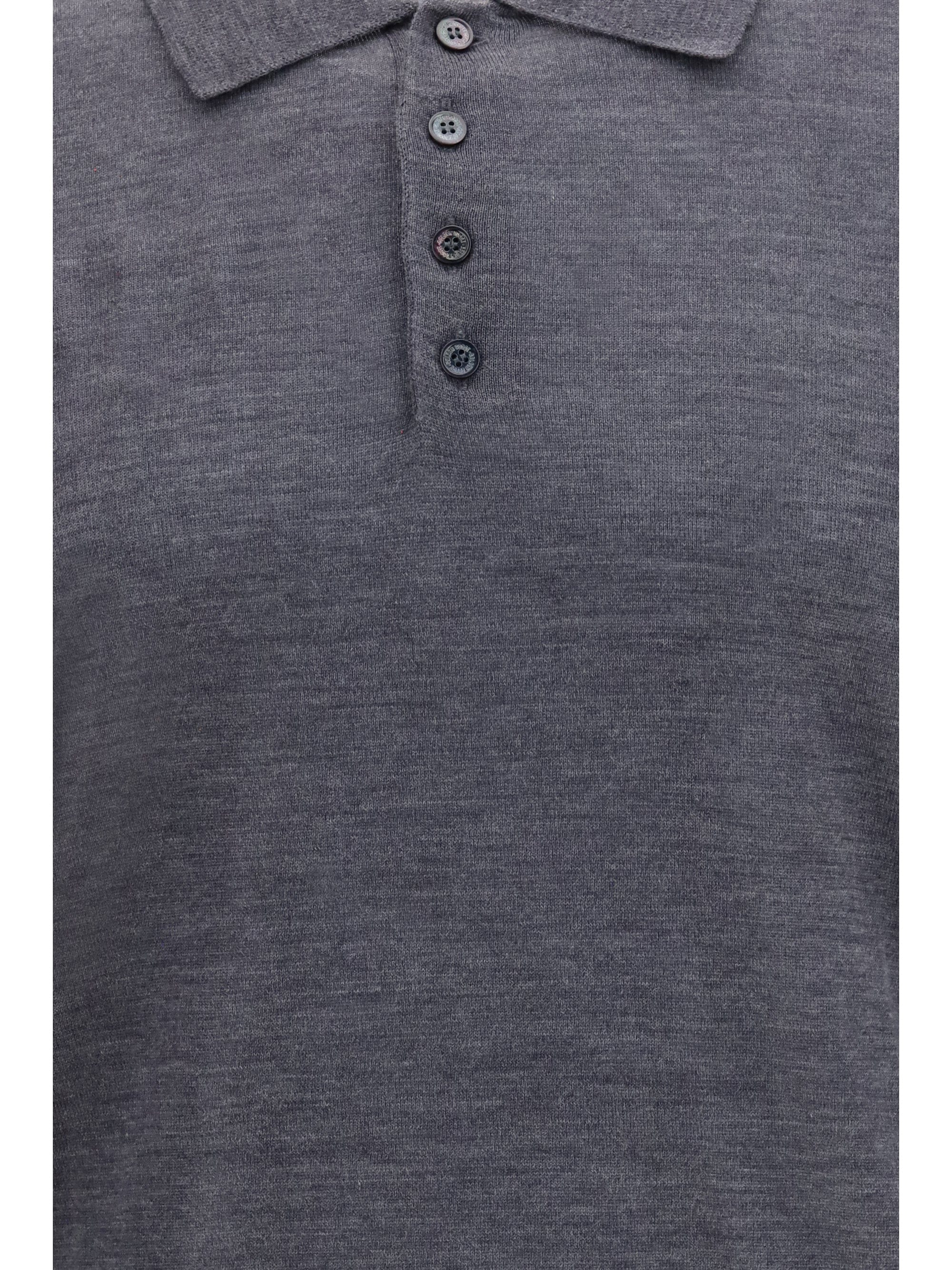 Golden Goose Virgin Wool Polo Shirt — Gray