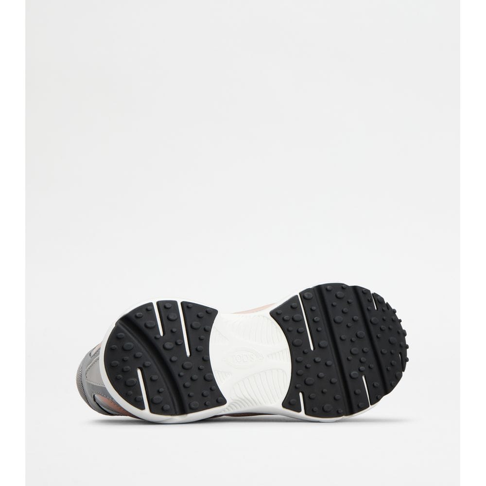 Tod's Tods Sneakers In Leather And Technical Fabric Grey Pink White Womens