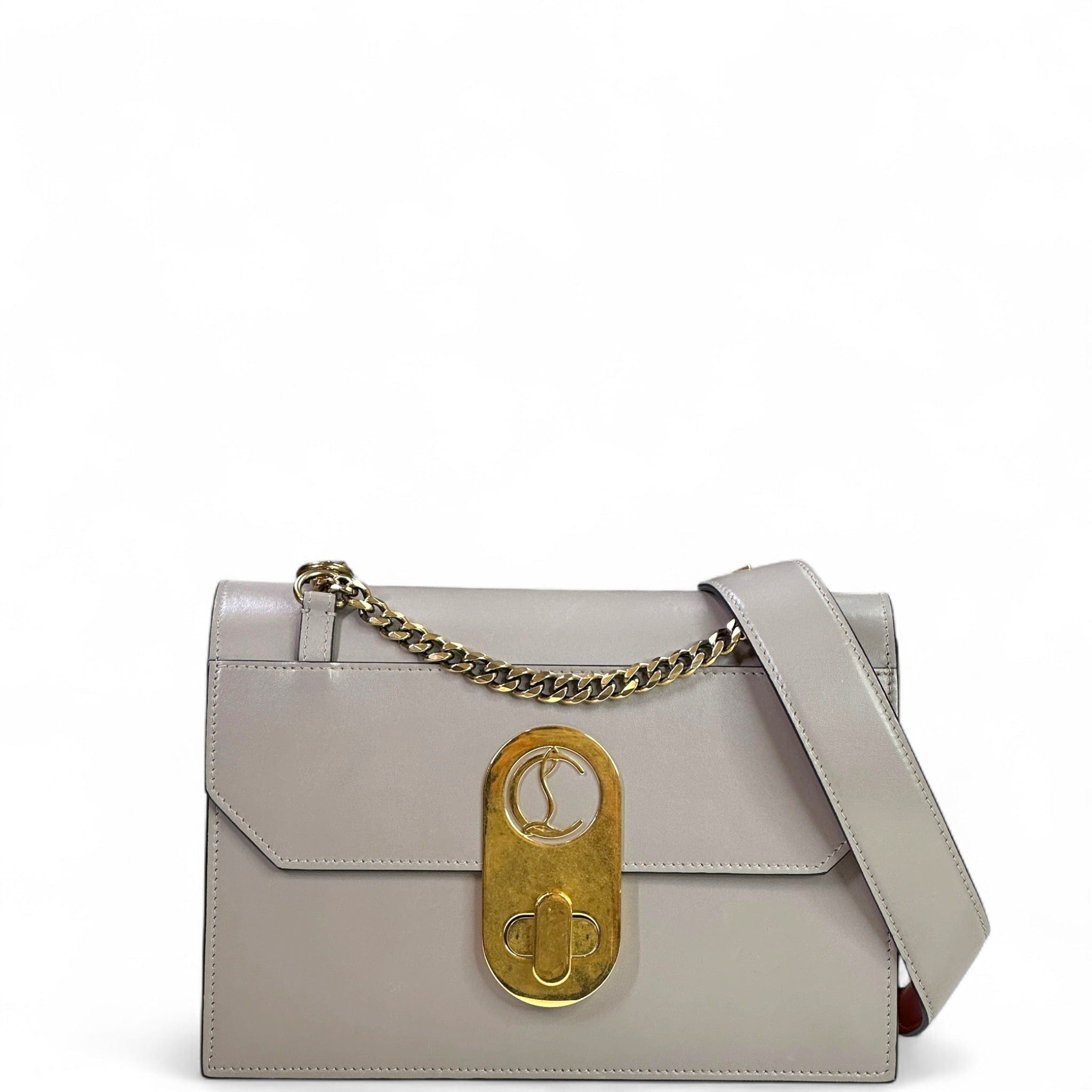 Christian Louboutin Elisa Shoulder Bag Small Grey Calfskin