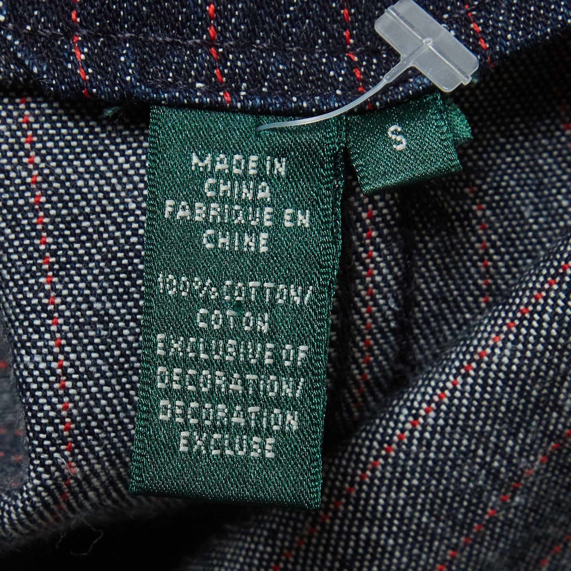 Ralph Lauren Navy Blue Striped Denim Double Breasted Jacket