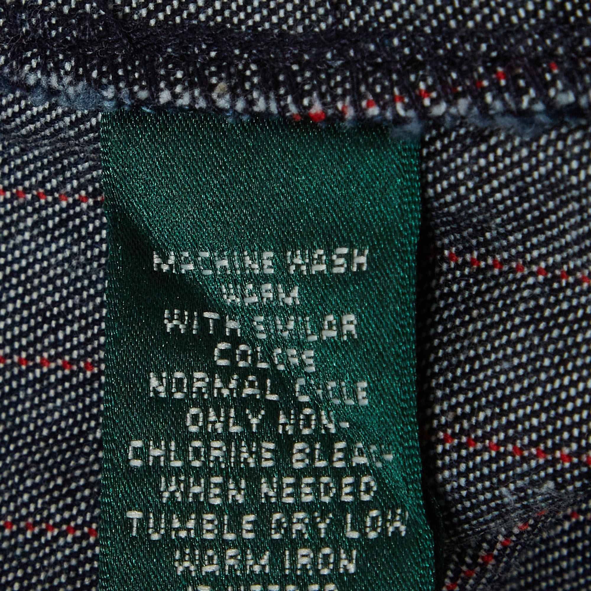Ralph Lauren Navy Blue Striped Denim Double Breasted Jacket