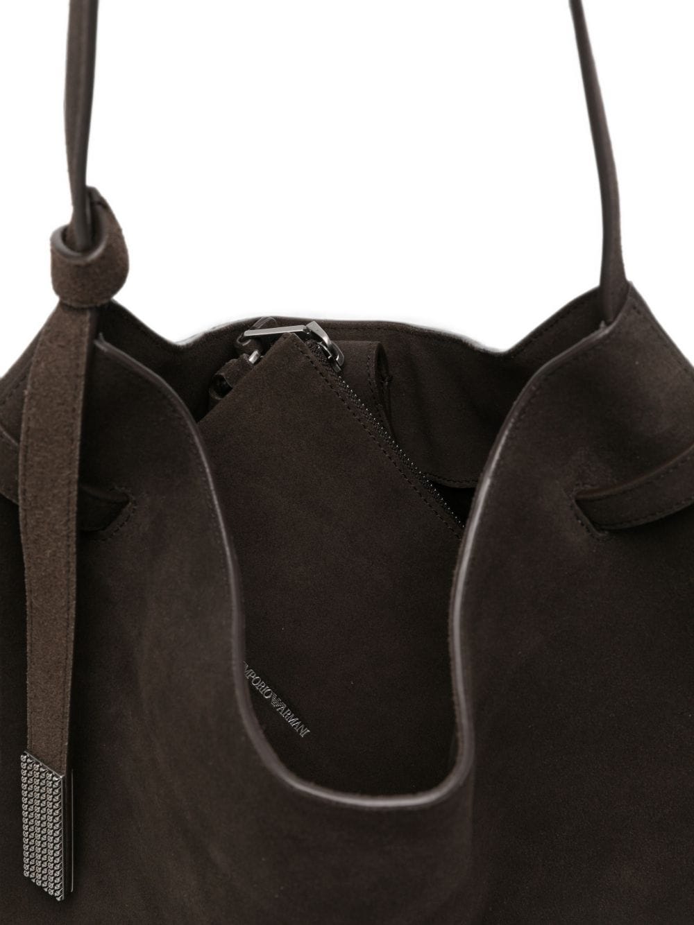 Emporio Armani Suede Leather Shoulder Bag — Black