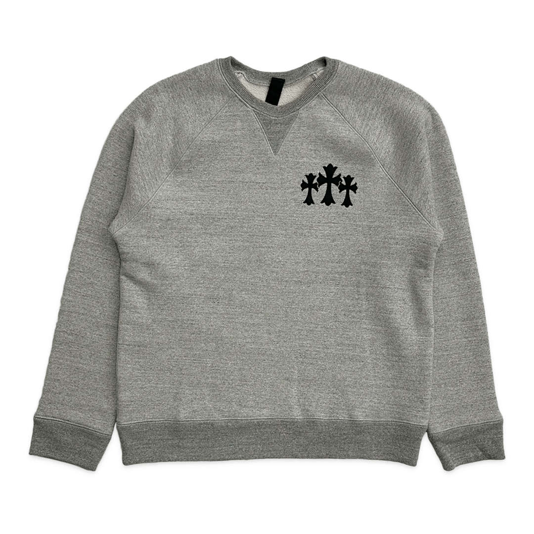 Chrome Hearts Triple Cross Nylon CH Logo Crewneck Grey