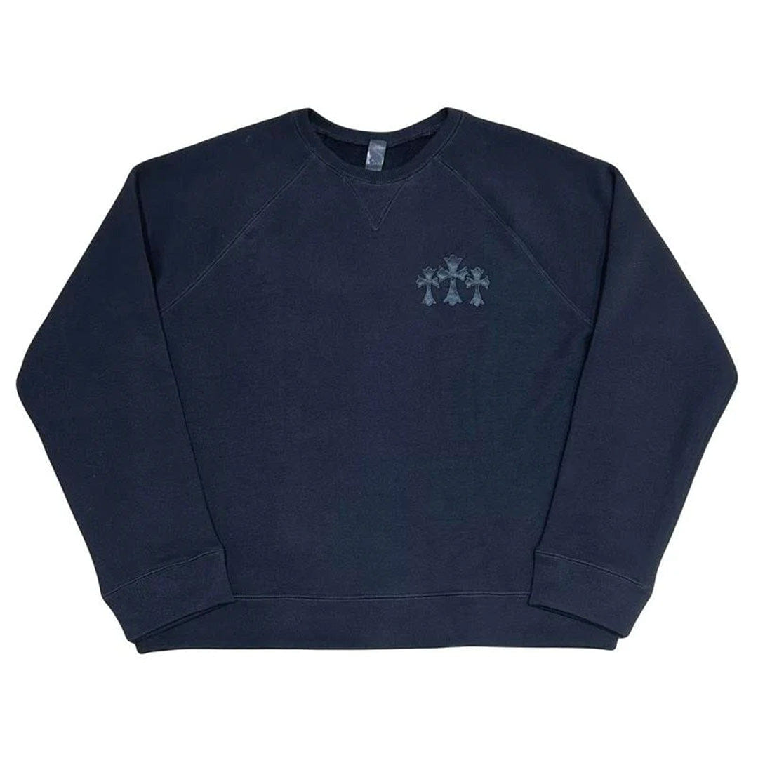 Chrome Hearts Triple Cross Nylon CH Logo Crewneck Black