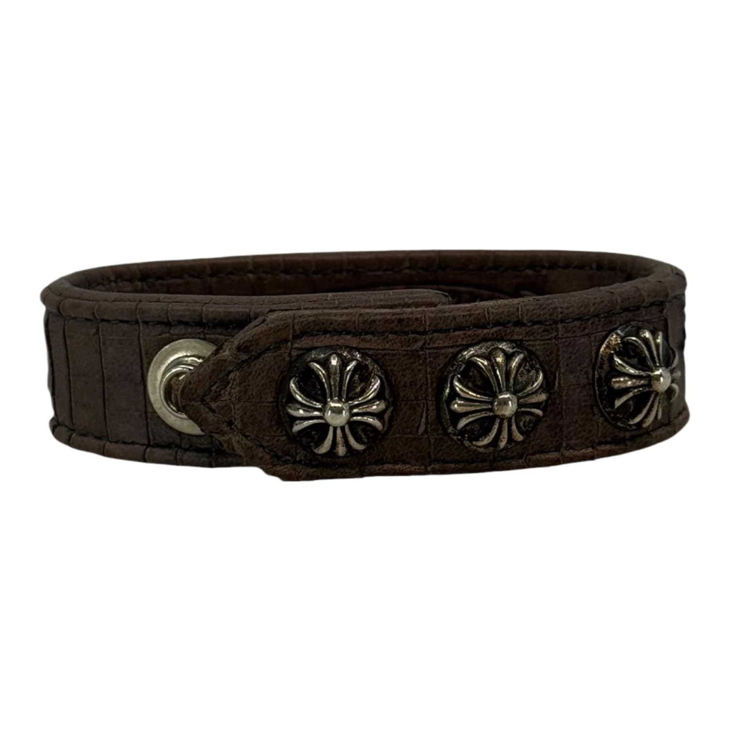 Chrome Hearts Brown Leather Snap Bracelet