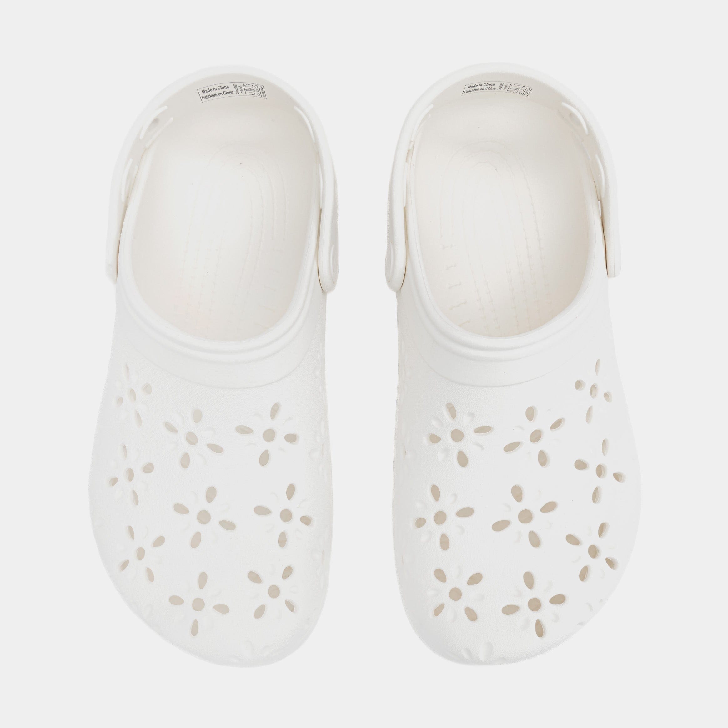 CROCS Classic Clog Floral Cut Out Womens Sandals (White)