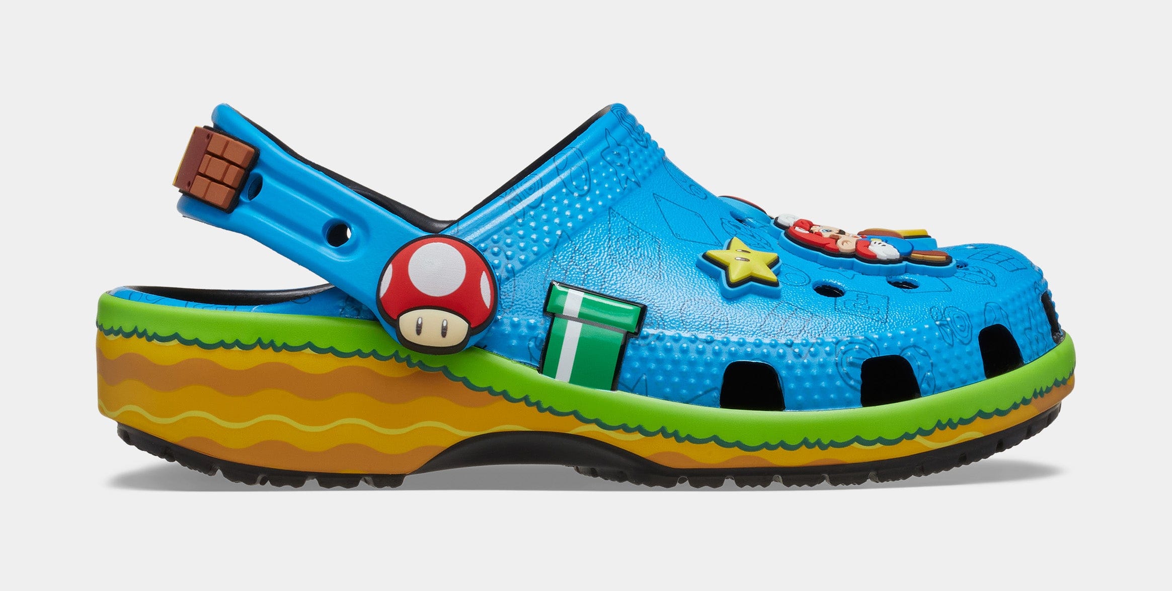 CROCS Super Mario Classic Clog Grade School Sandals (Blue/Green) Free Shipping