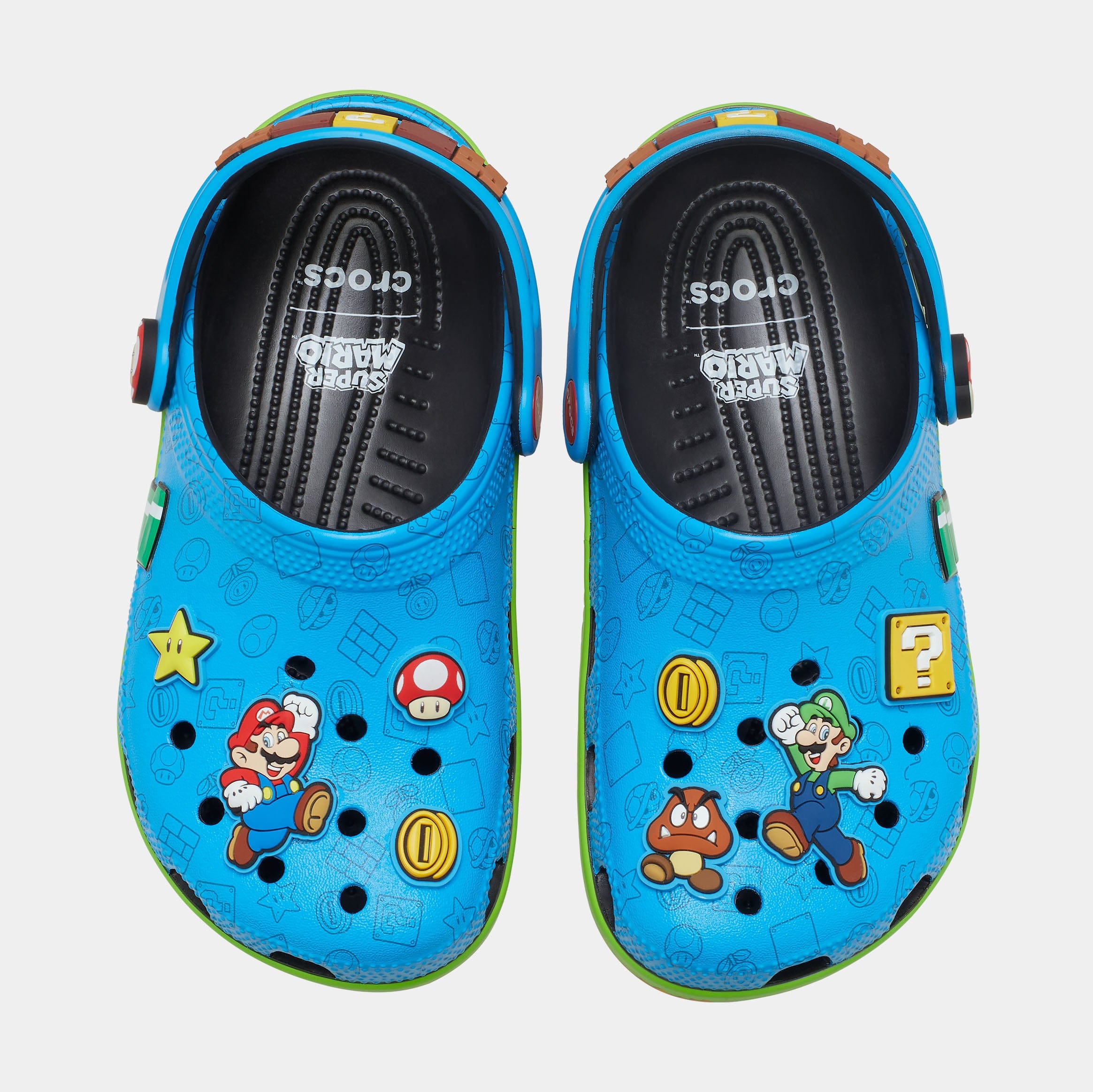 CROCS Super Mario Classic Clog Grade School Sandals (Blue/Green) Free Shipping