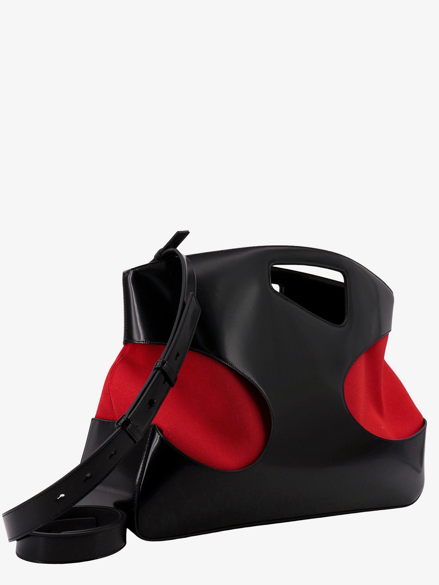 Ferragamo Leather and canvas handbag with cut - out details