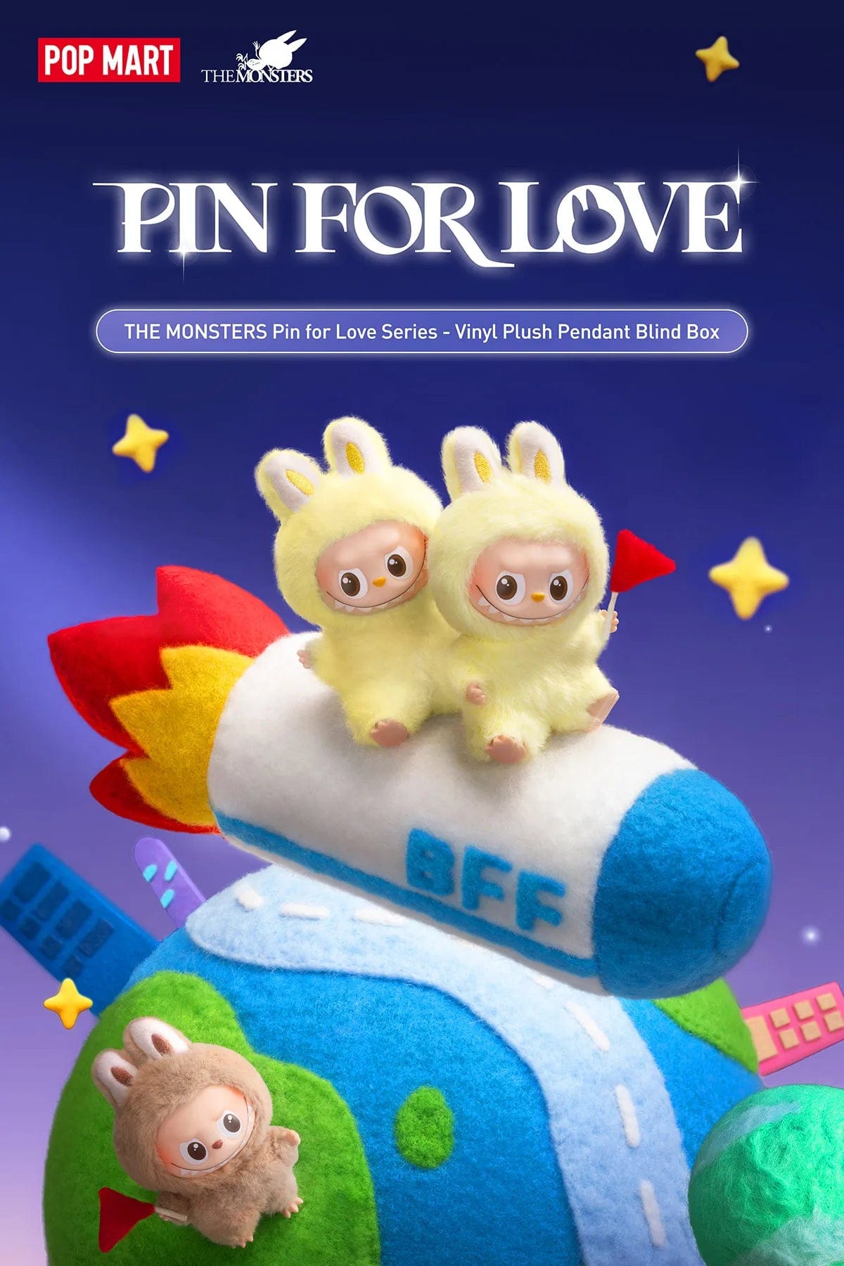 Pop Mart Labubu THE MONSTER PIN FOR LOVE SERIES - Vinyl Plush Pendant blind box (A - M)