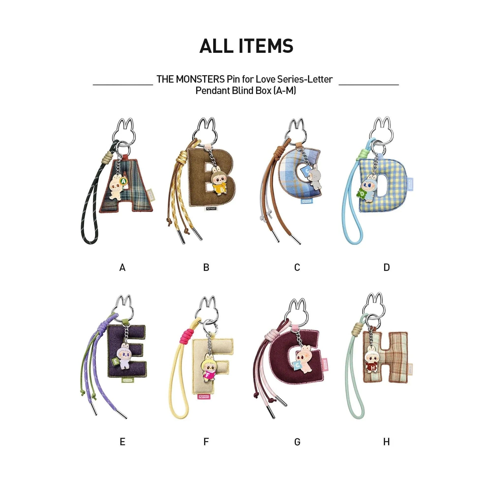 POP MART THE MONSTERS LABUBU Pin for Love Series Letter Pendant (A - M) (Single Blind Box)