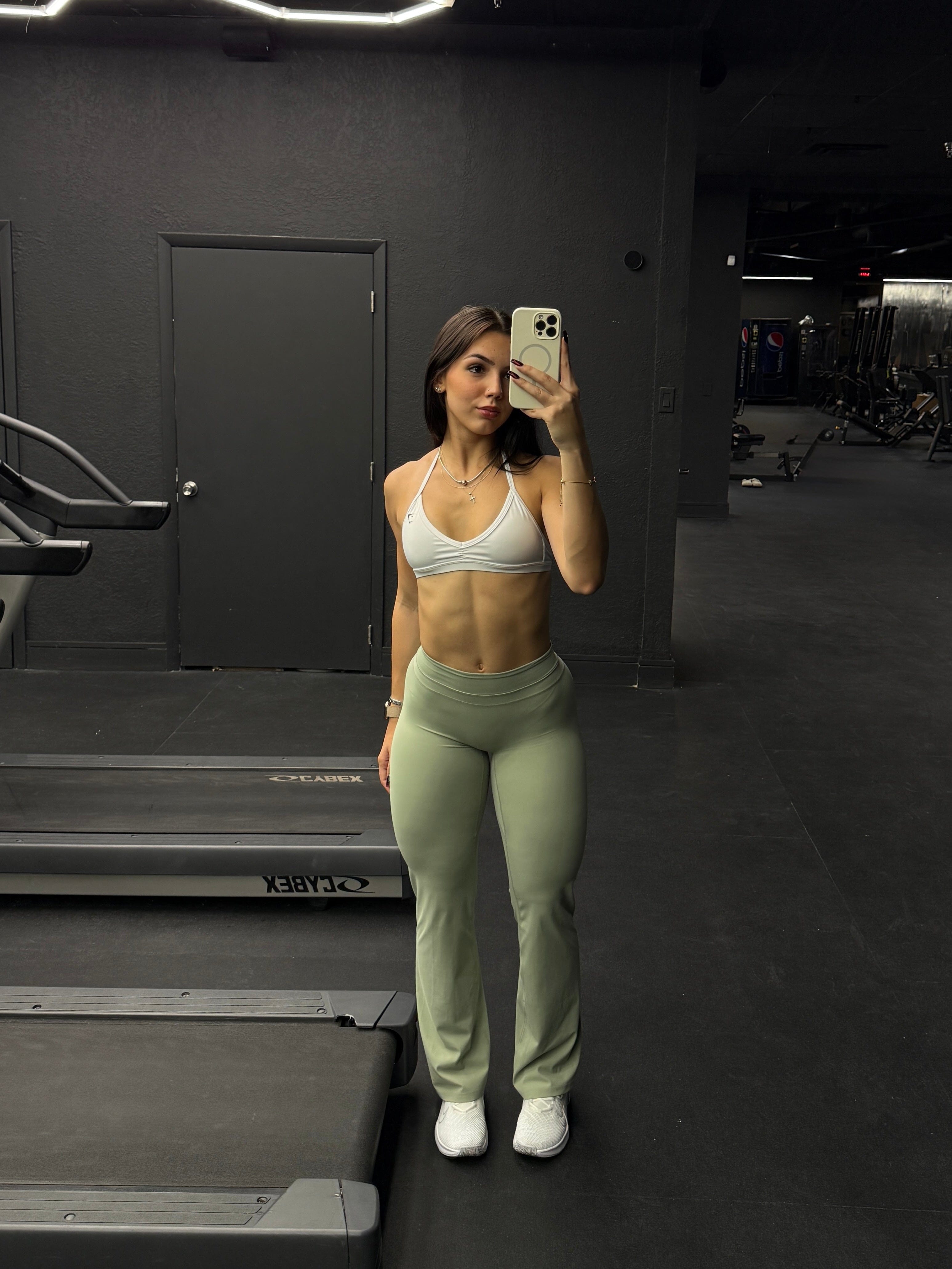 Gymshark Women's Gymshark Whitney Mid - High Rise Flared Leggings Haze Green