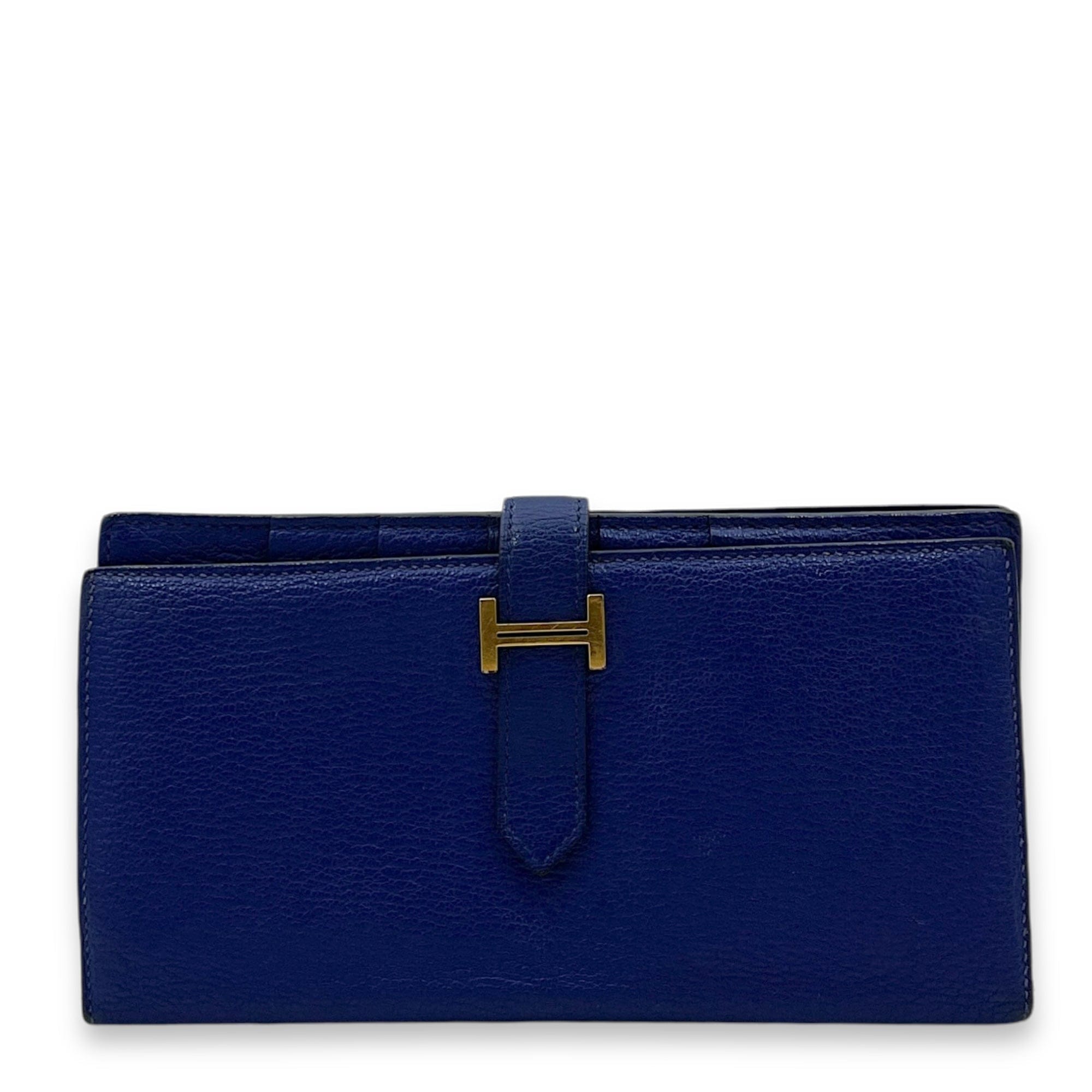 Hermès Bearn Blue in Chevre Mysore, Gold hardware S2410 - 002180AN