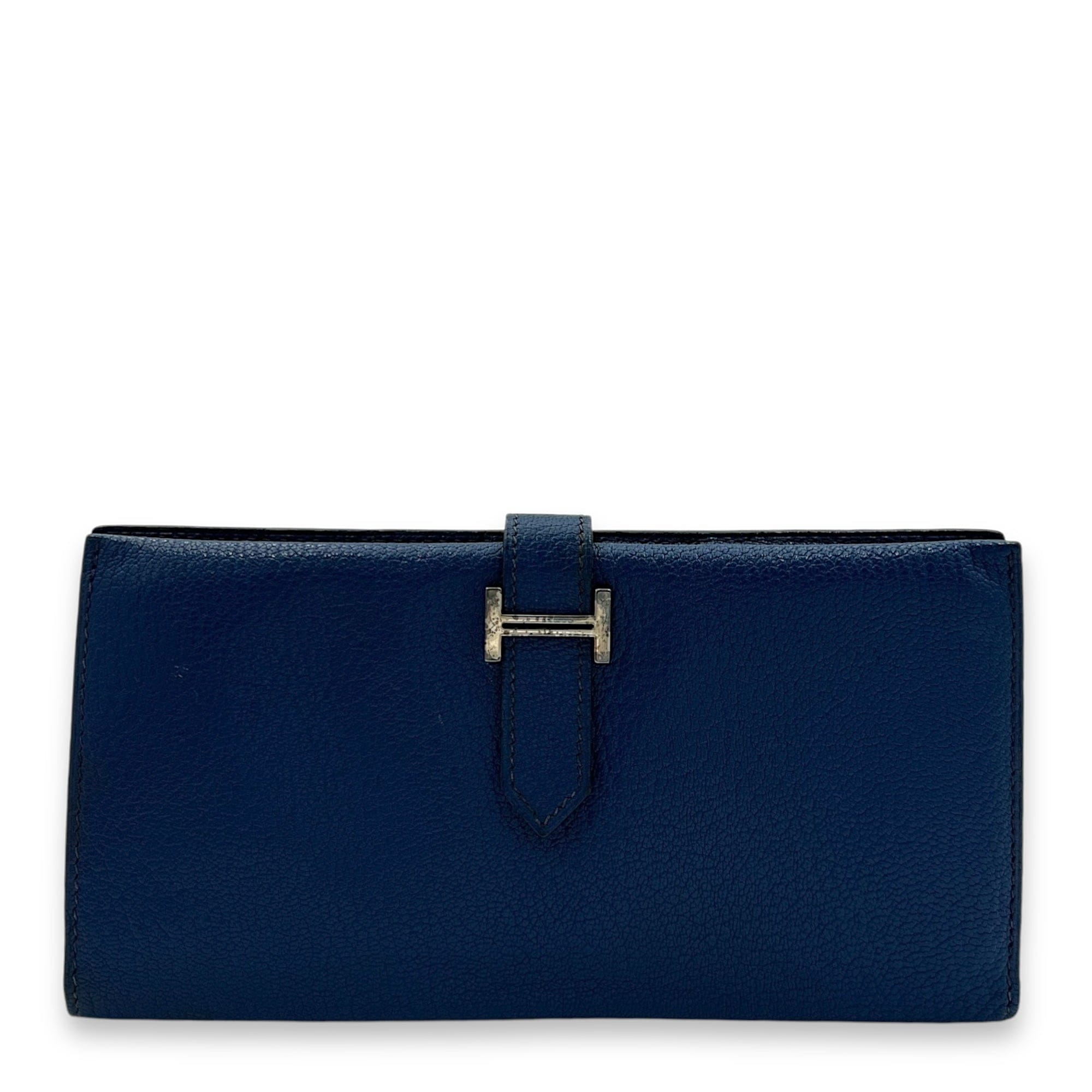 Hermès Bearn Blue in Chevre Mysore, Palladium hardware S2410 - 002181AN