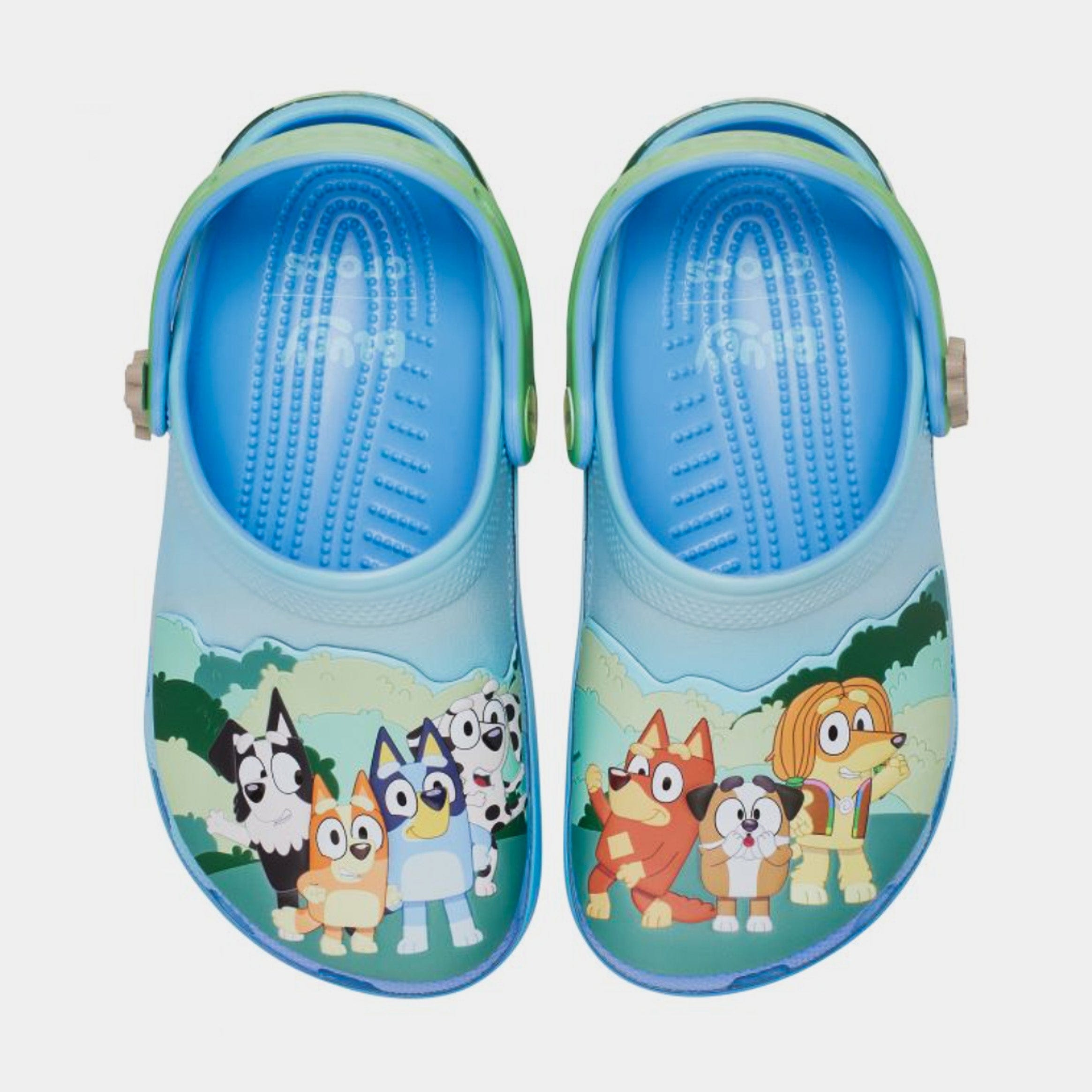 CROCS Classic Clog Bluey Best Buddies Infant Toddler Lifestyle Sandals (Blue/Green)