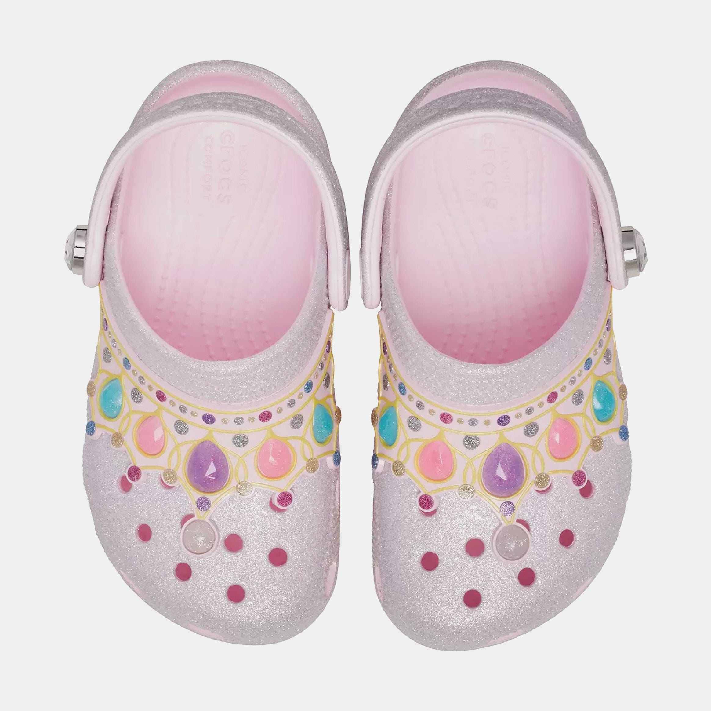 CROCS IAM Princess Classic Clog Infant Toddler Sandals (Pink Milk/Multicolor)