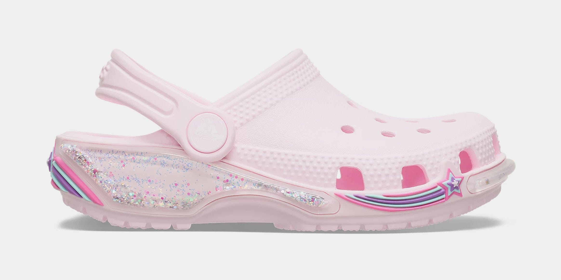 CROCS Classic Clog Star Sparkle Shaker Infant Toddler Sandals (Light Pink)