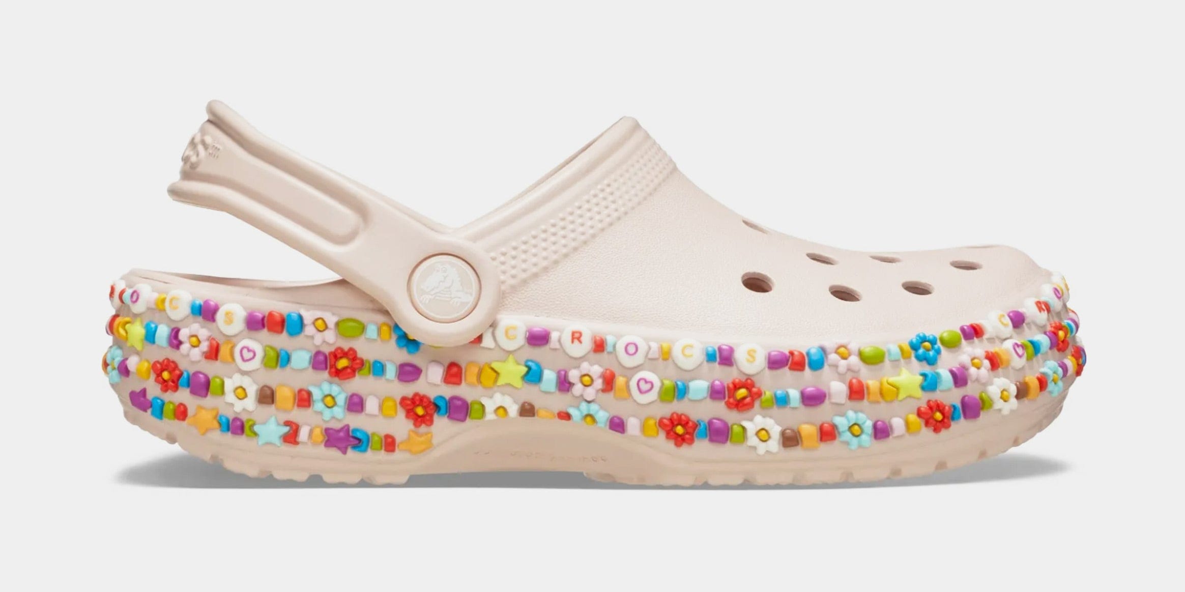 CROCS Classic Clog Beaded Band Infant Toddler Sandals (Pink)