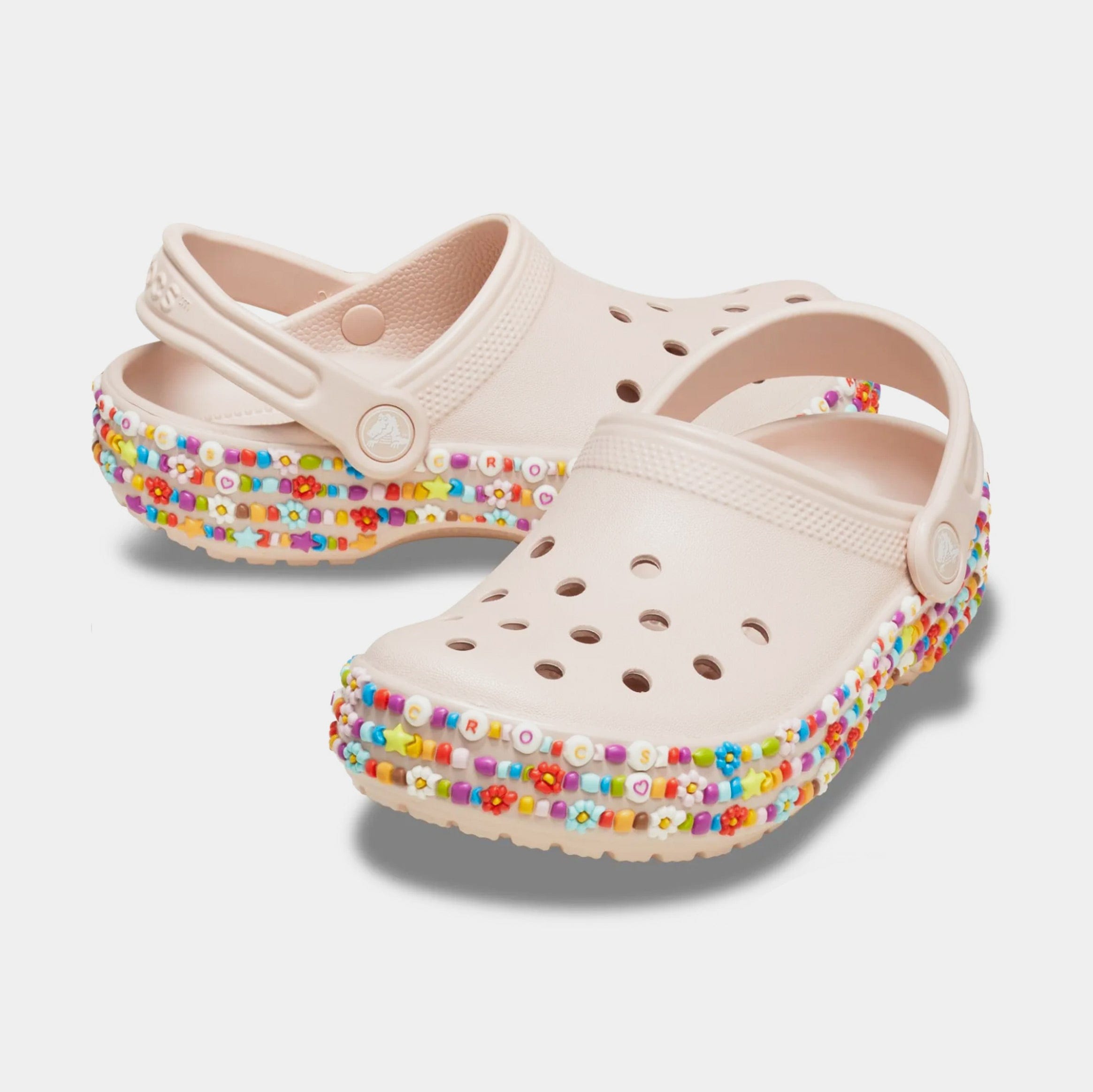 CROCS Classic Clog Beaded Band Infant Toddler Sandals (Pink)