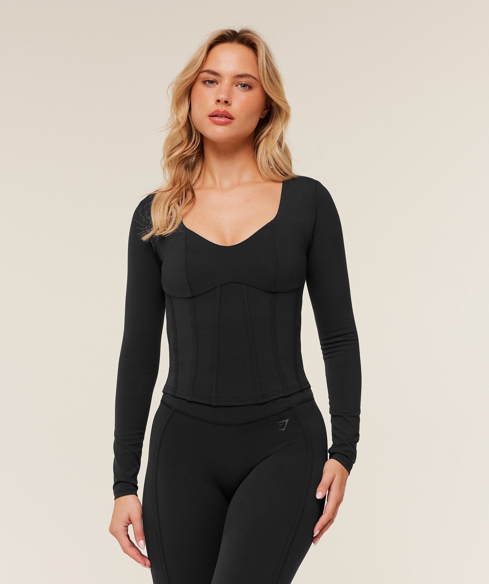 Gymshark Women's Gymshark Corset Long Sleeve Crop Top GS Black