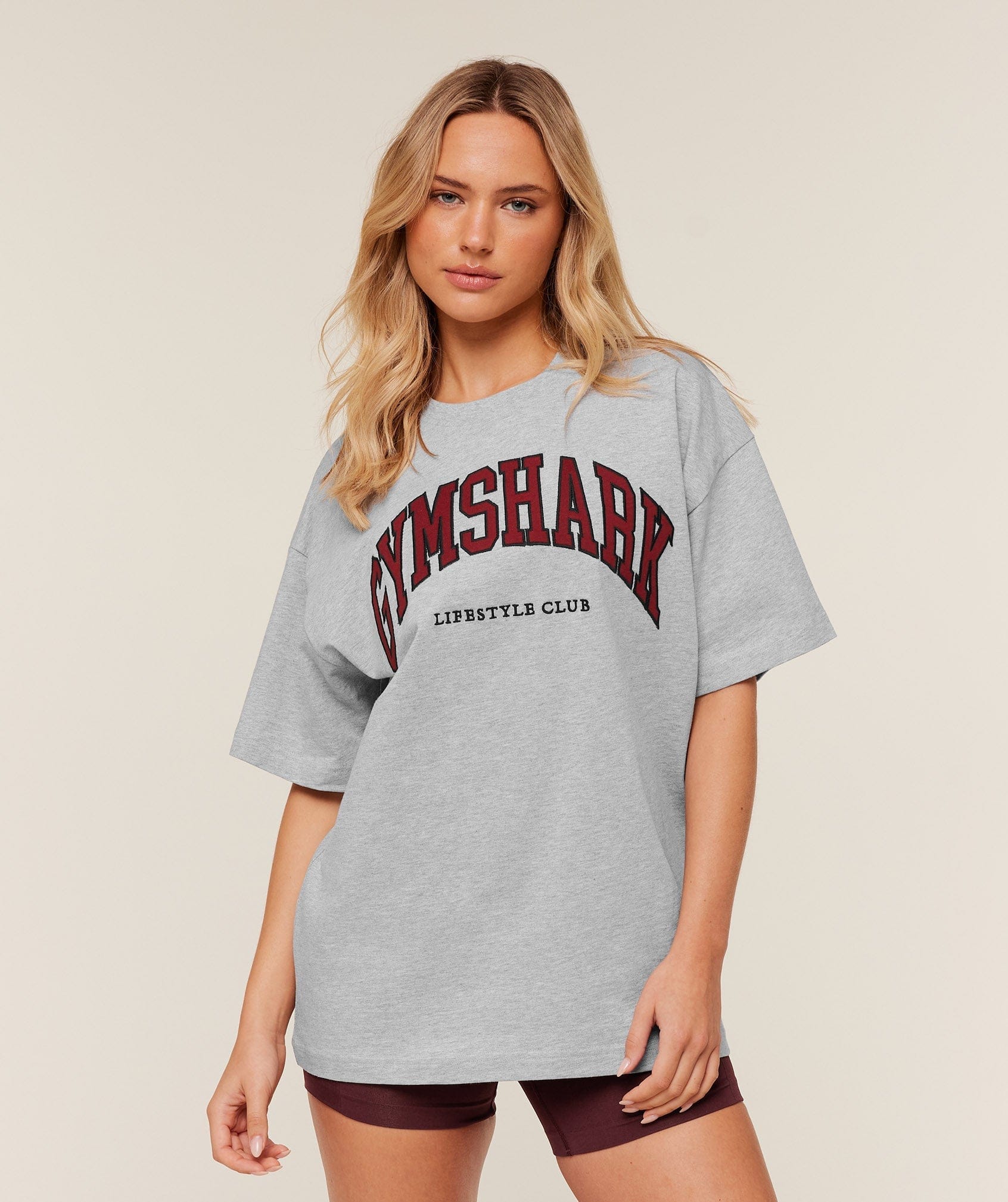 Gymshark Women's Gymshark Collegiate Graphic T - Shirt Light Grey Core Marl