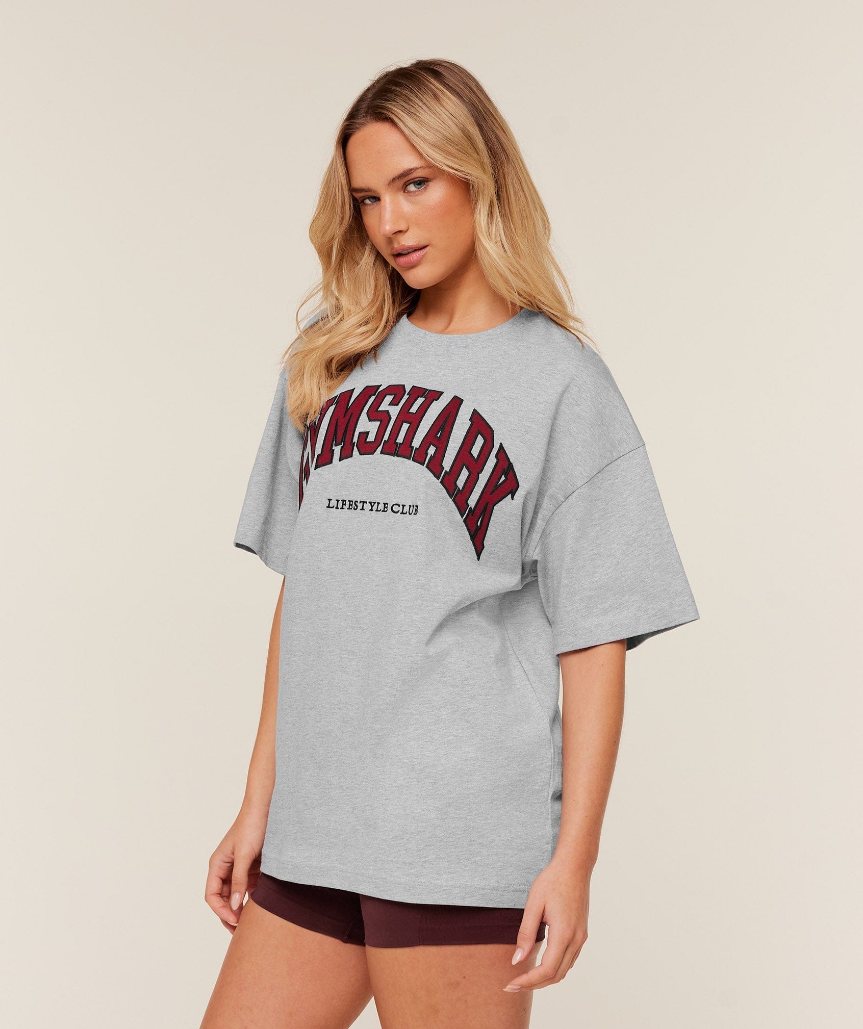 Gymshark Women's Gymshark Collegiate Graphic T - Shirt Light Grey Core Marl