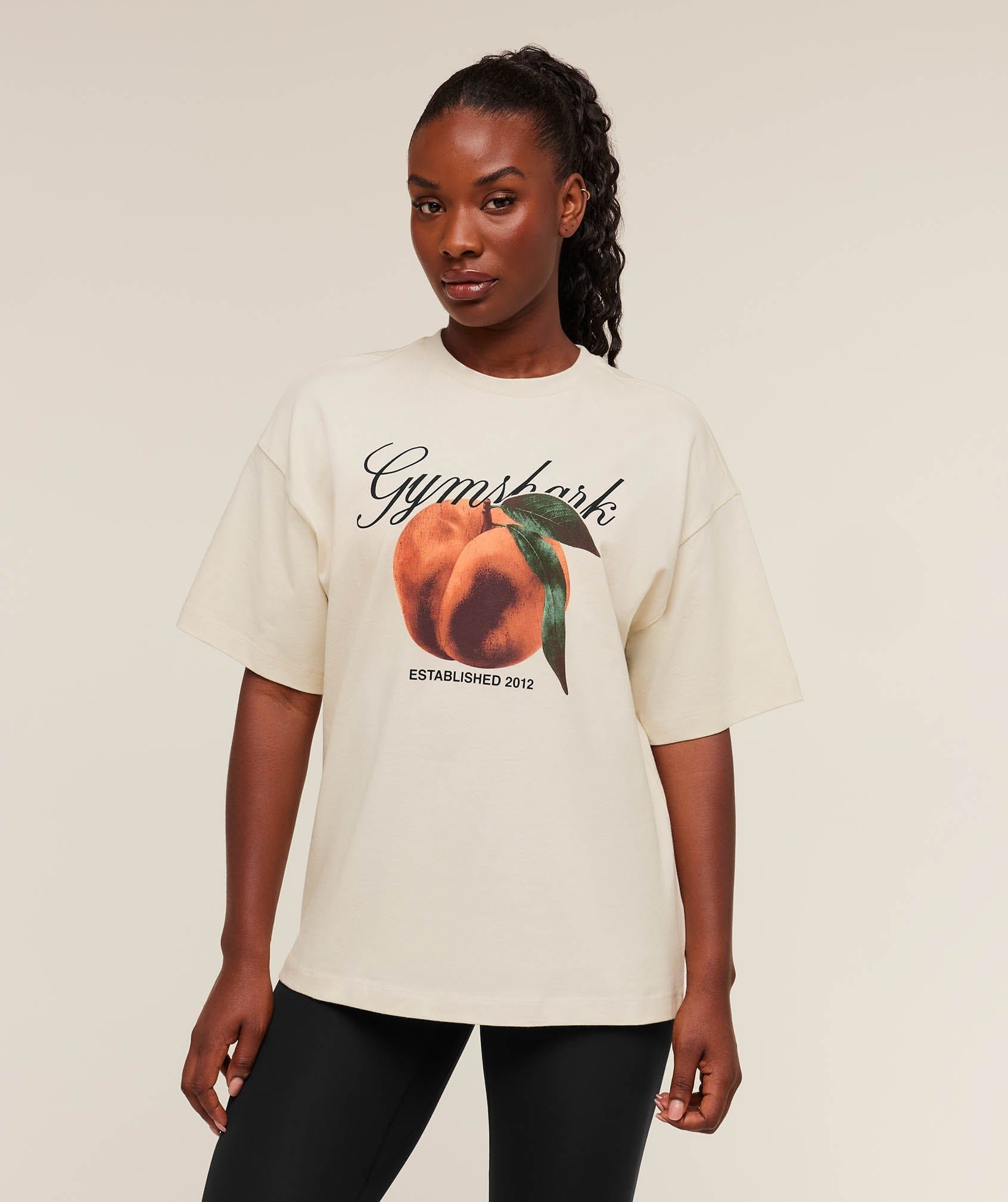 Gymshark Women's Gymshark Juicy Peach Short Sleeve T - Shirt Oat White