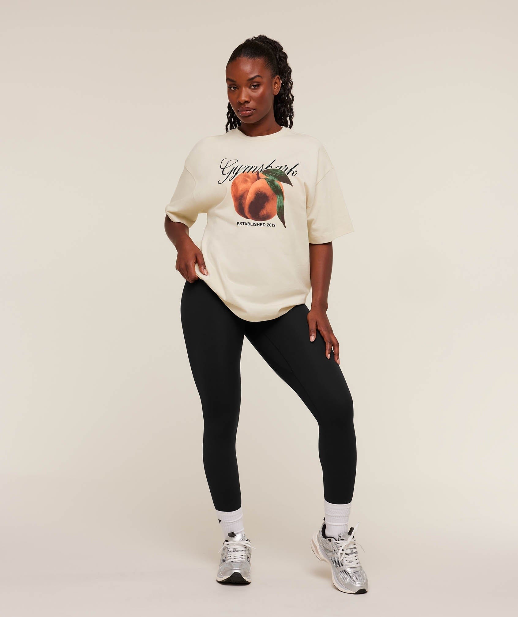 Gymshark Women's Gymshark Juicy Peach Short Sleeve T - Shirt Oat White