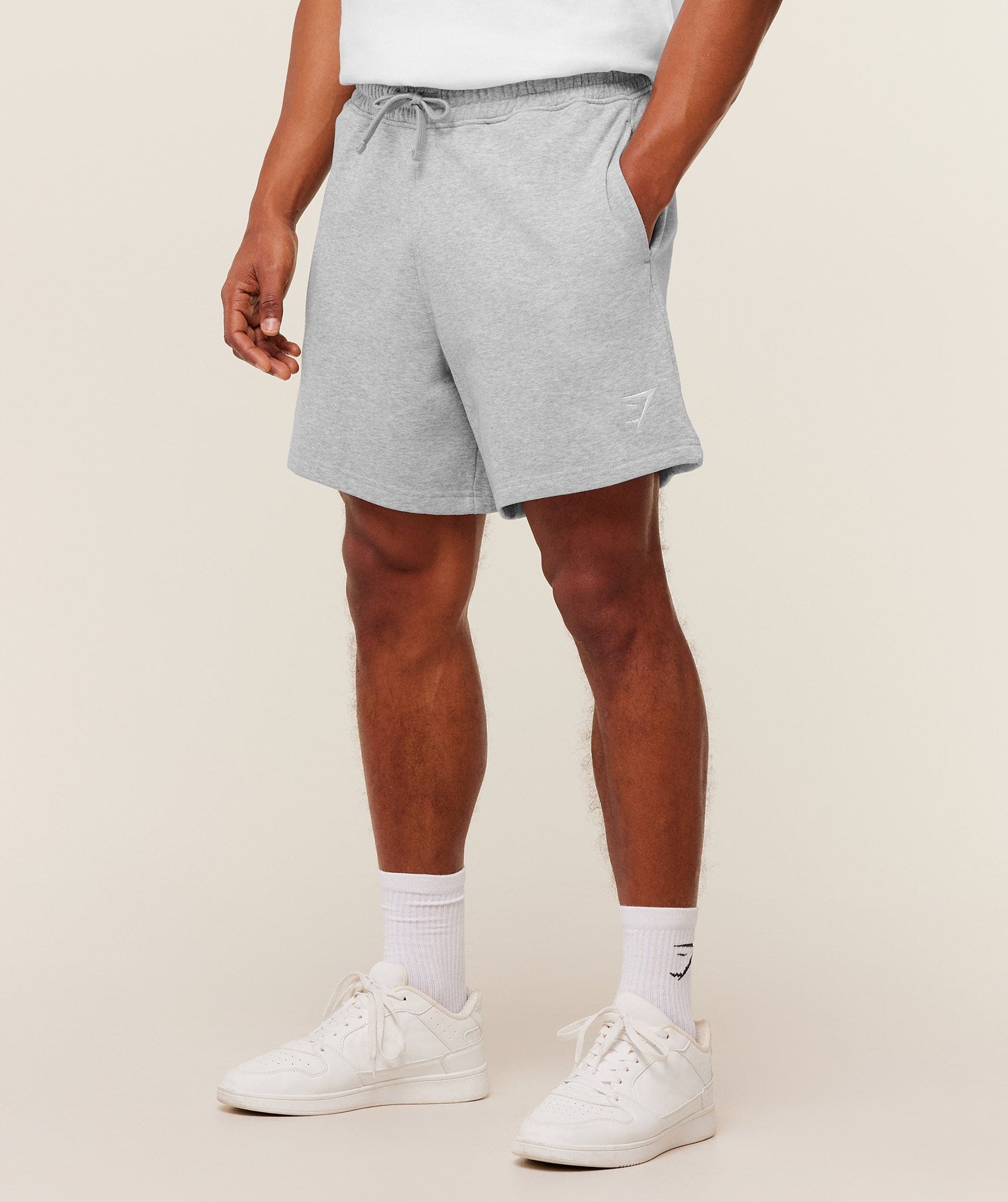 Gymshark Crest Shorts Light Grey Core Marl