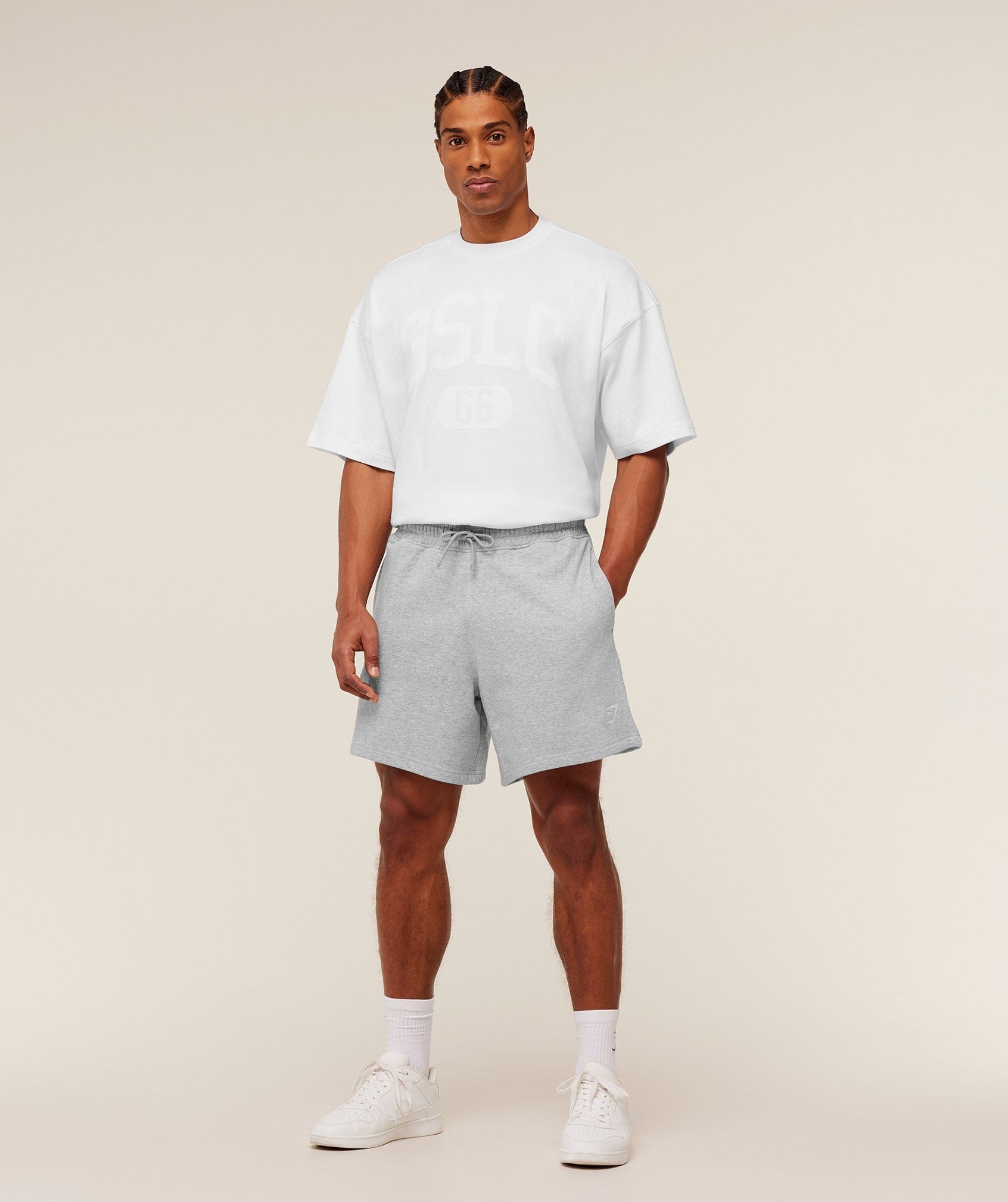 Gymshark Crest Shorts Light Grey Core Marl