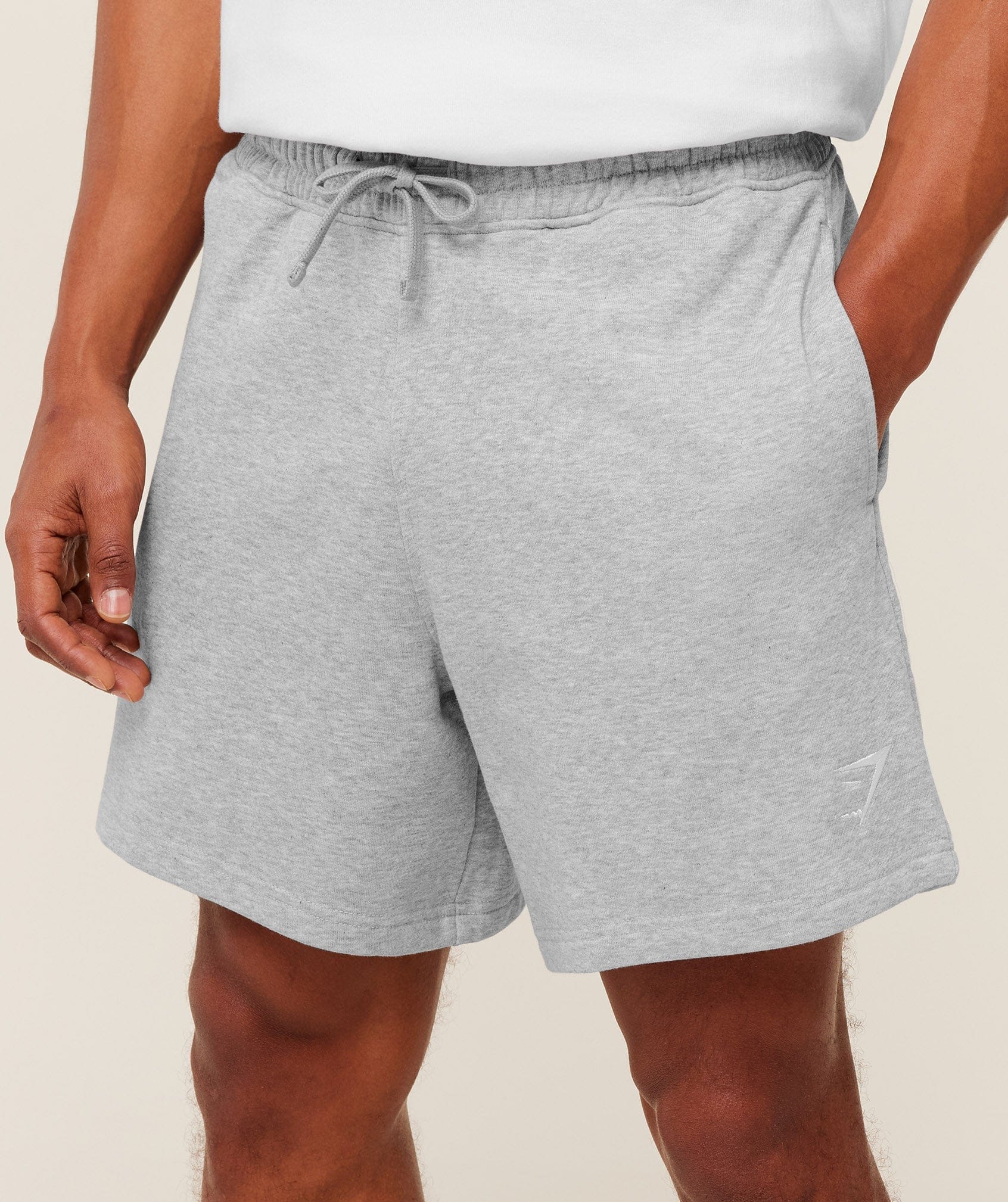 Gymshark Crest Shorts Light Grey Core Marl