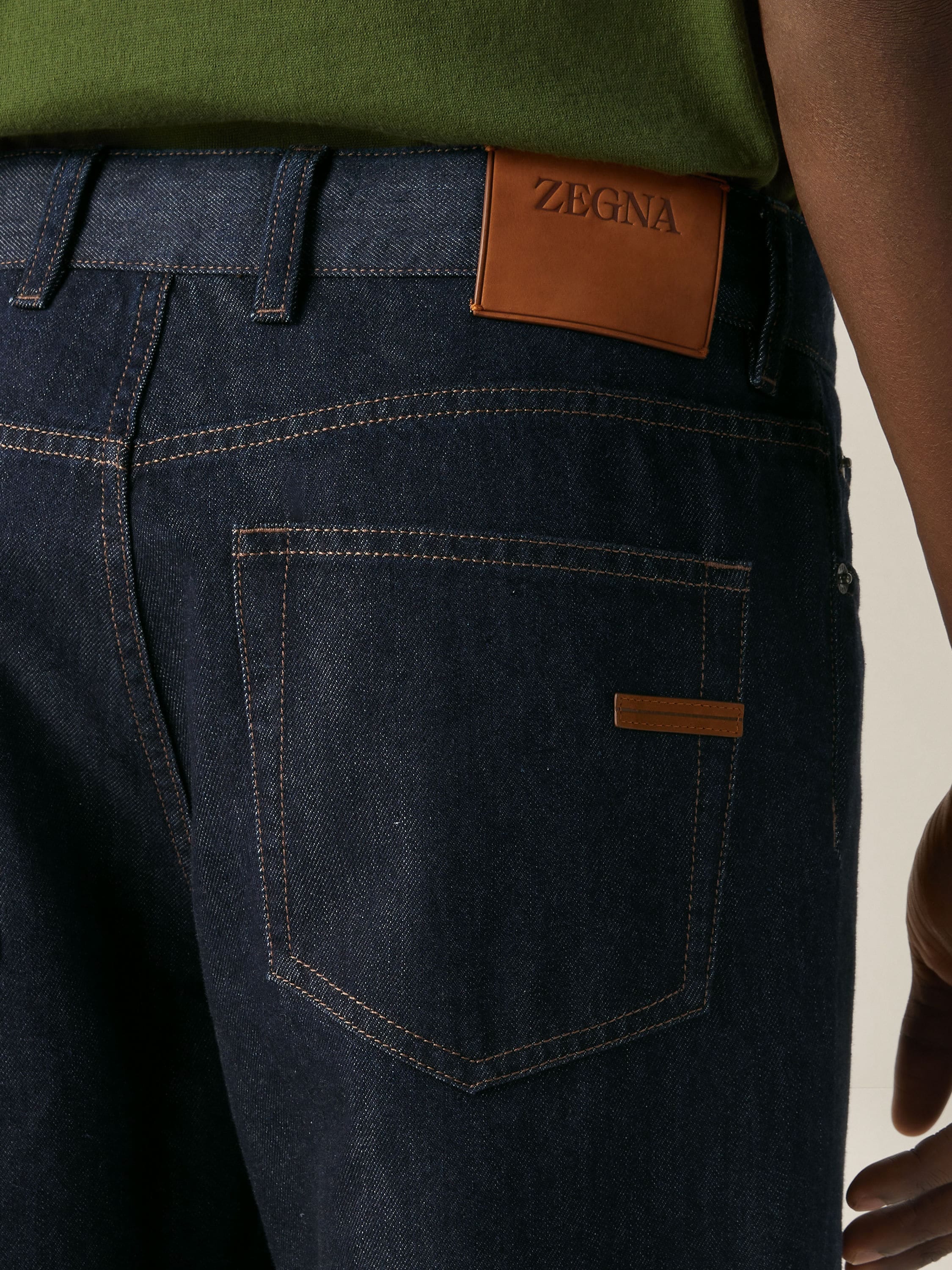 Zegna Dark Blue Rinse - Washed Cotton And Silk Roccia Jeans
