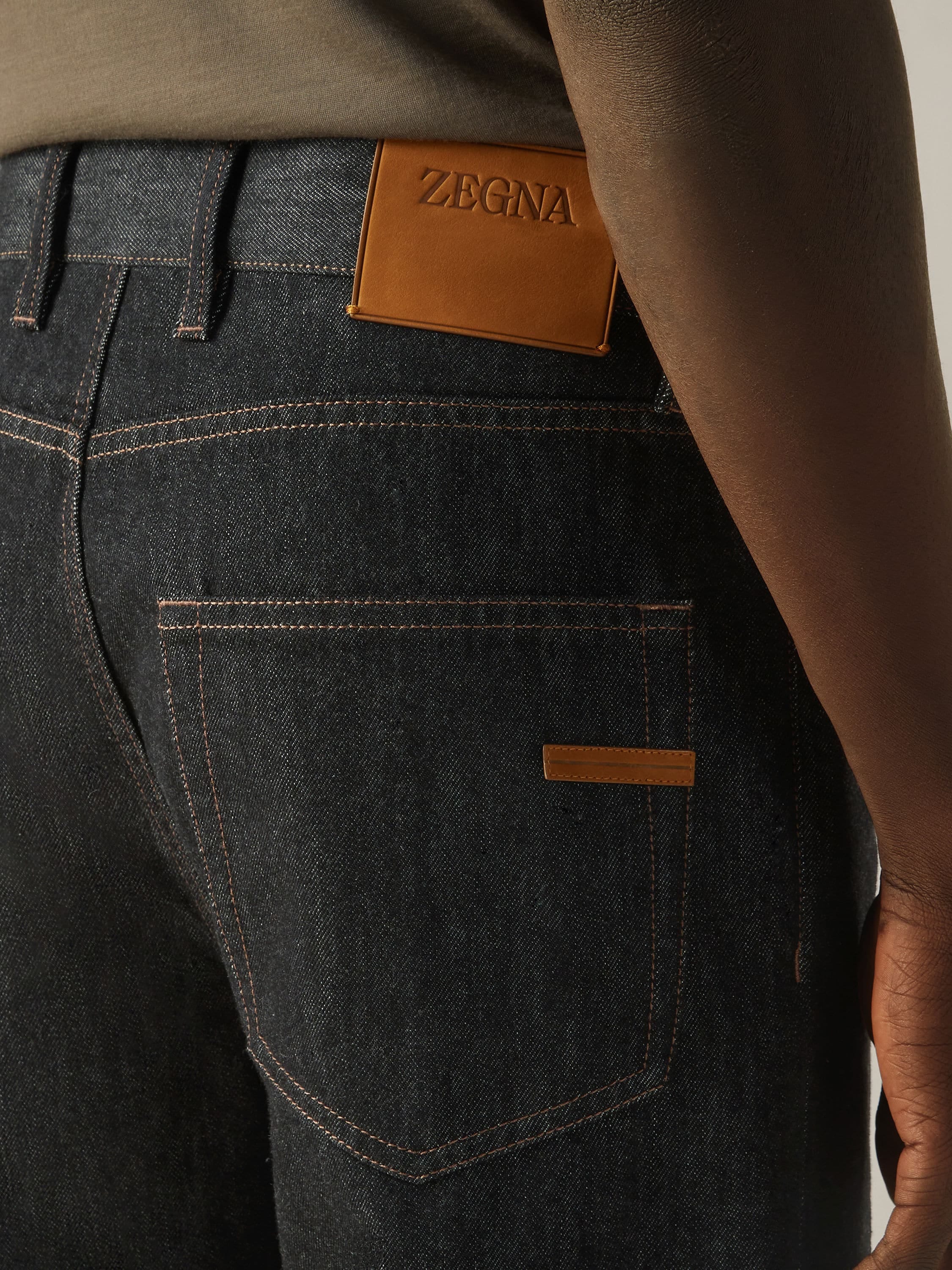 Zegna Black Rinse - Washed Cotton And Silk Roccia Jeans