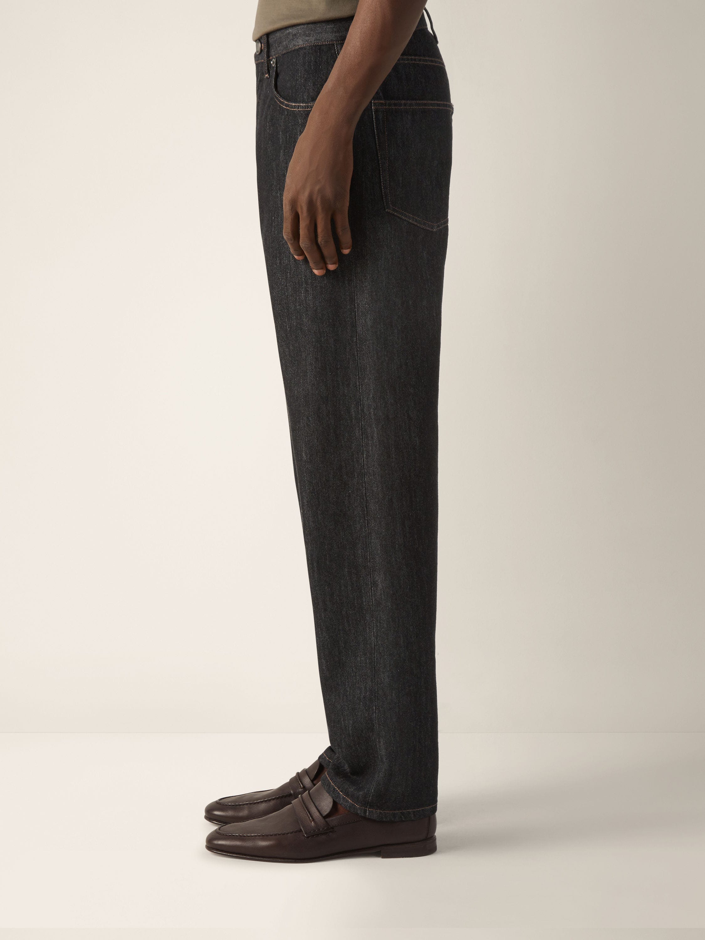 Zegna Black Rinse - Washed Cotton And Silk Roccia Jeans