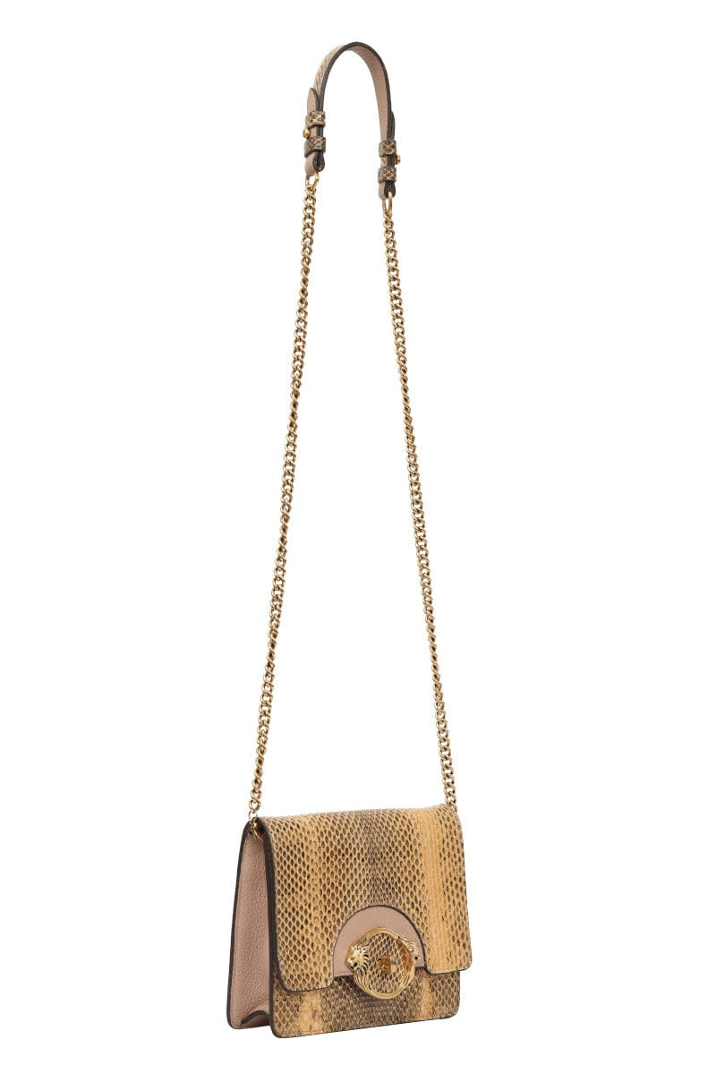 Roberto Cavalli Brown/Beige Snakeskin Crossbody Bag